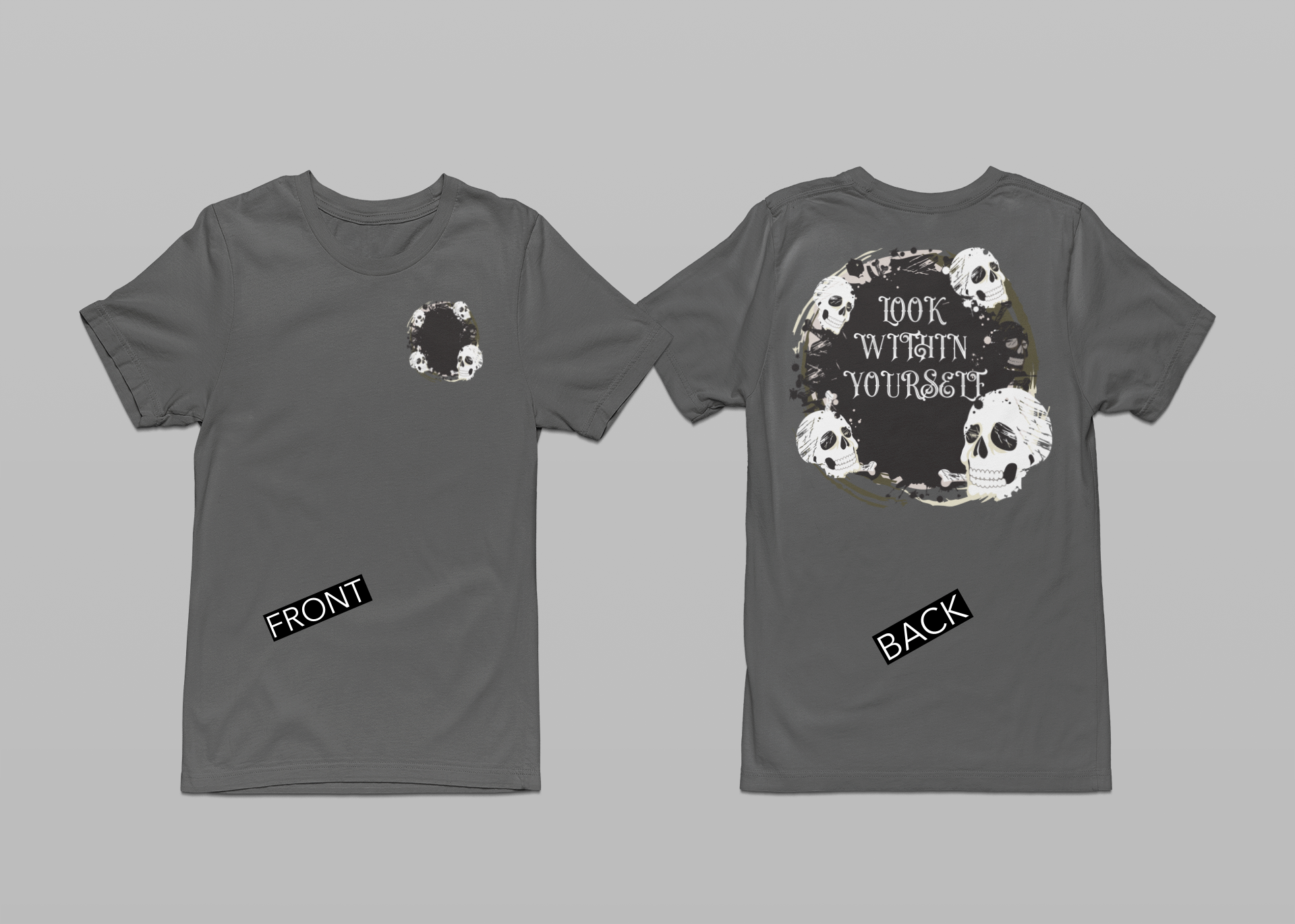 Graphic Skull Double-Side Printed - Jersey T-Shirt | "Look Within Yourself" Graphic Design, Brand63.com, Free Shipping, Graphic Tshirt, Custom Tshirts, Hoodies, Sweatshirts, Custom Ink, Skull and bones, Witchy, Men's Graphic Shirt