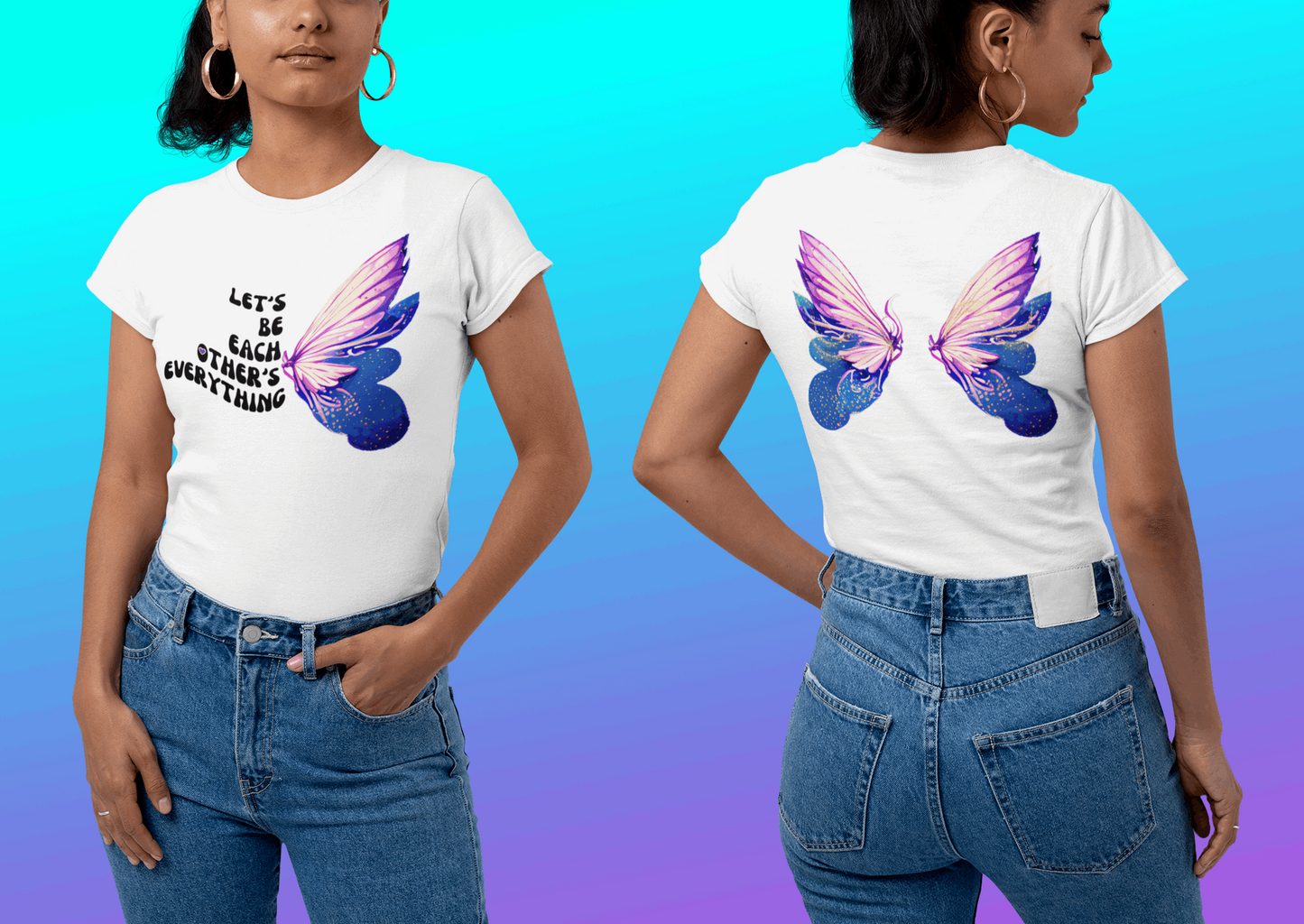 Beautiful Together Butterfly! -  Jersey T-Shirt | Front and Back Printed Tee - Brand63