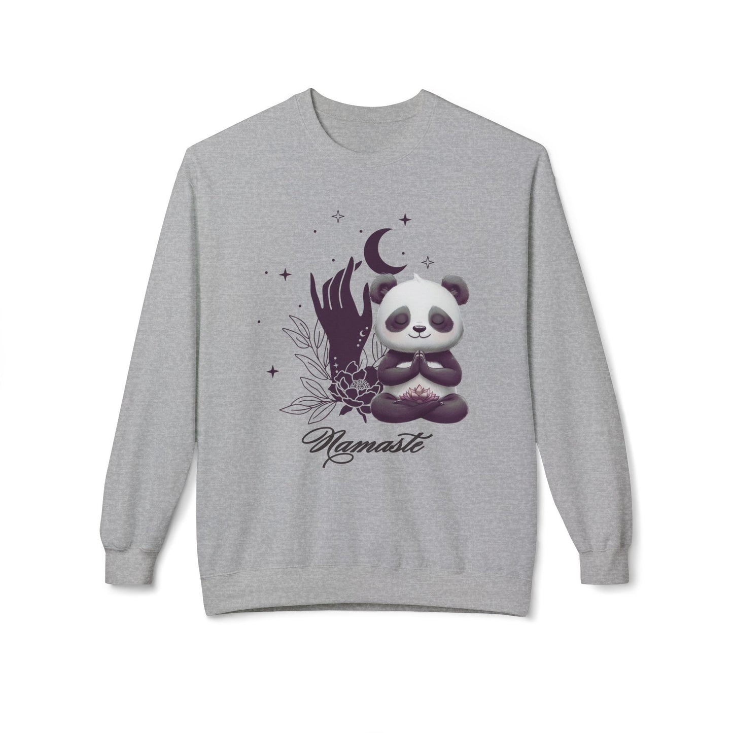 Namaste Panda Lotus plus size Womens Sweatshirt for relax and unwind. Be mindful this new year. Selfcare and selflove. New Years Resolutions, celestial accents