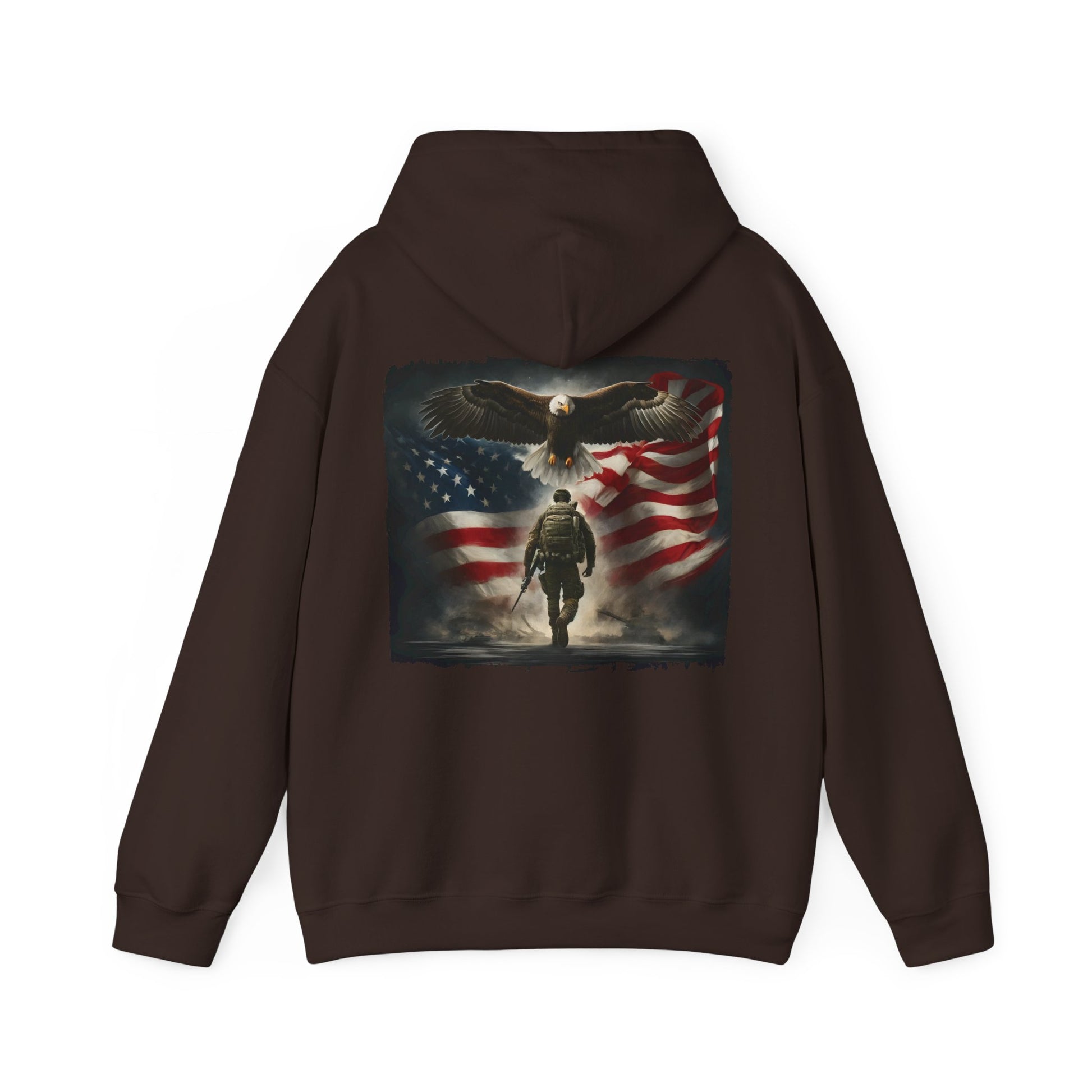 Patriotic Eagle & Soldier Hoodie – Veterans, Military Families, and Americans Patriotic Apparel