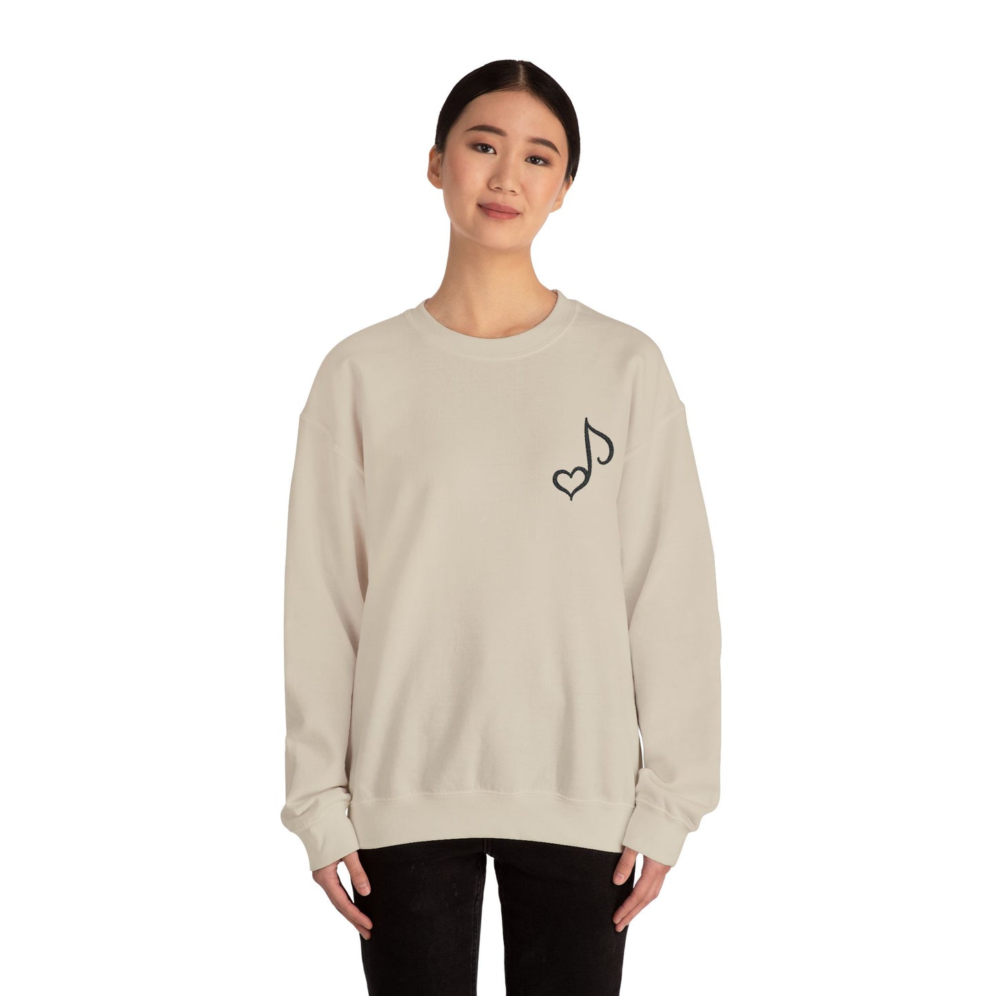 Embroidered Musical Heart Note Sweatshirt | Sustainable, and Perfect for Music Lovers