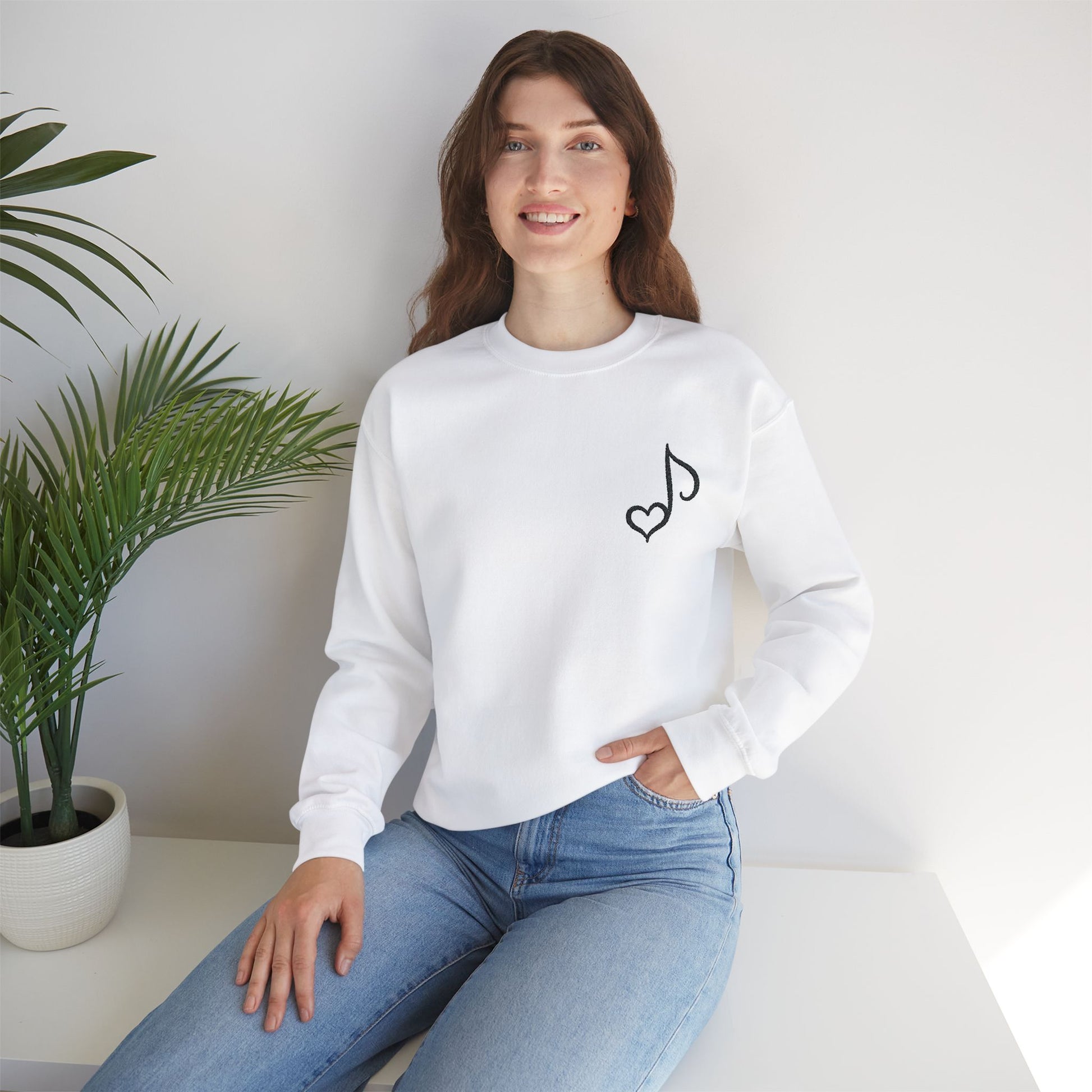 Embroidered Musical Heart Note Sweatshirt | Sustainable, and Perfect for Music Lovers