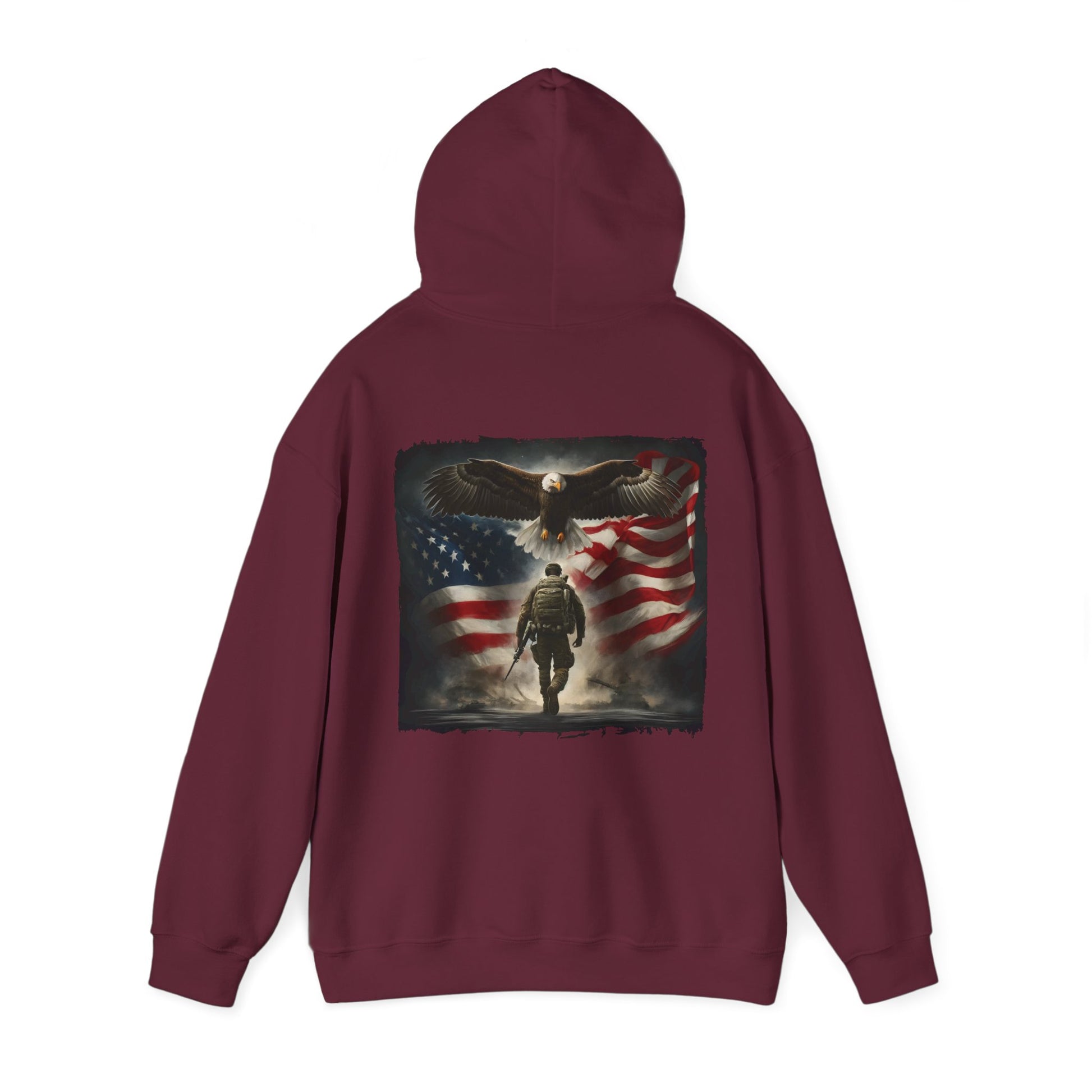 Patriotic Eagle & Soldier Hoodie – Veterans, Military Families, and Americans Patriotic Apparel