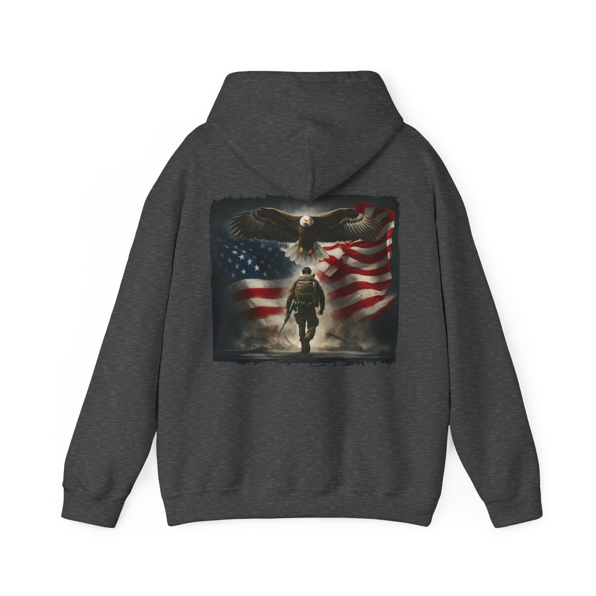 Patriotic Eagle & Soldier Hoodie – Veterans, Military Families, and Americans Patriotic Apparel