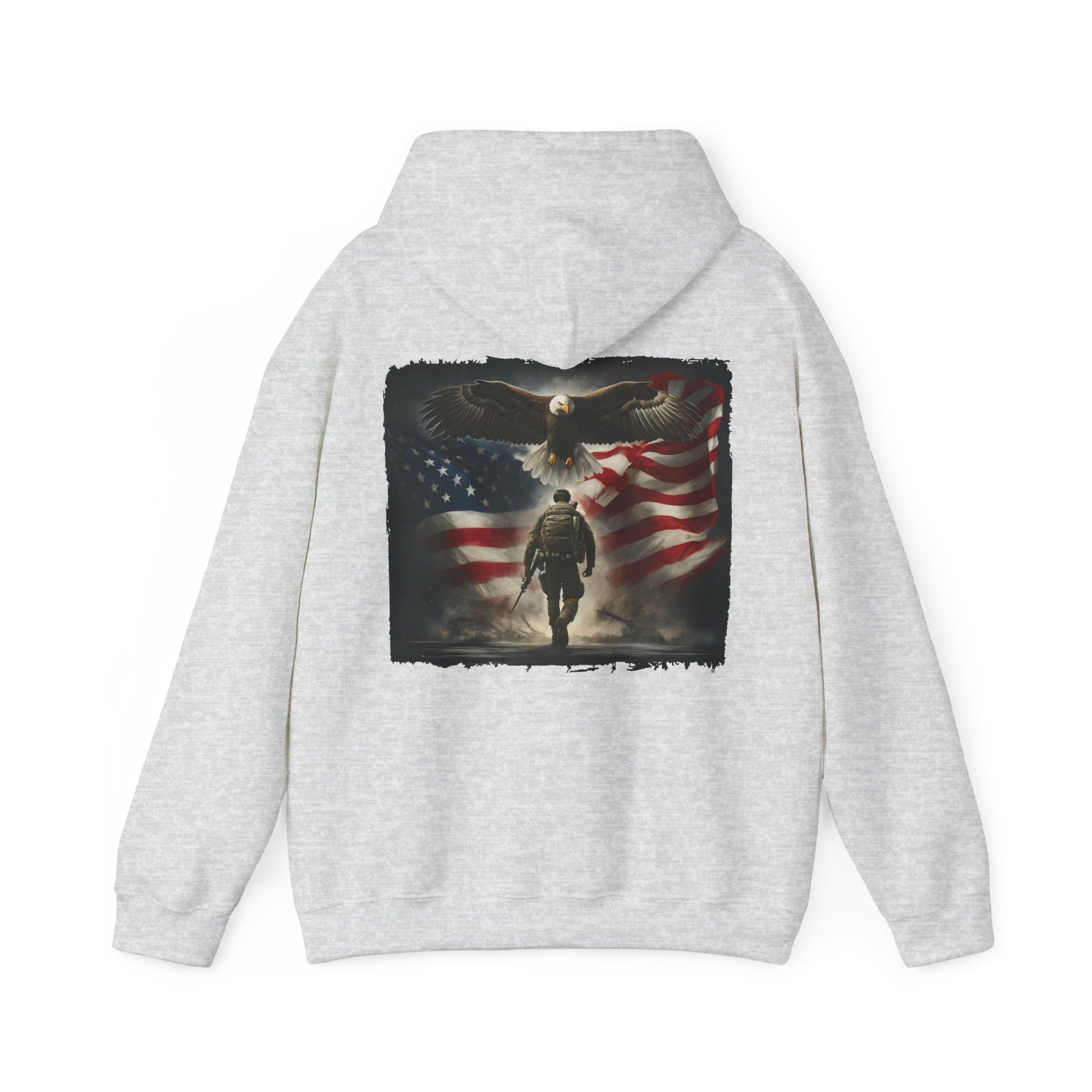 Patriotic Eagle & Soldier Hoodie – Veterans, Military Families, and Americans Patriotic Apparel, men's hoodies