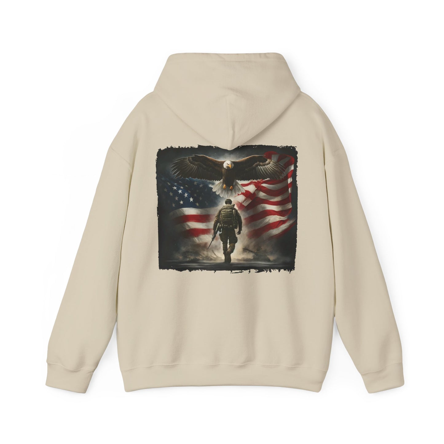 Patriotic Eagle & Soldier Hoodie – Veterans, Military Families, and Americans Patriotic Apparel, men's cold weather apparel