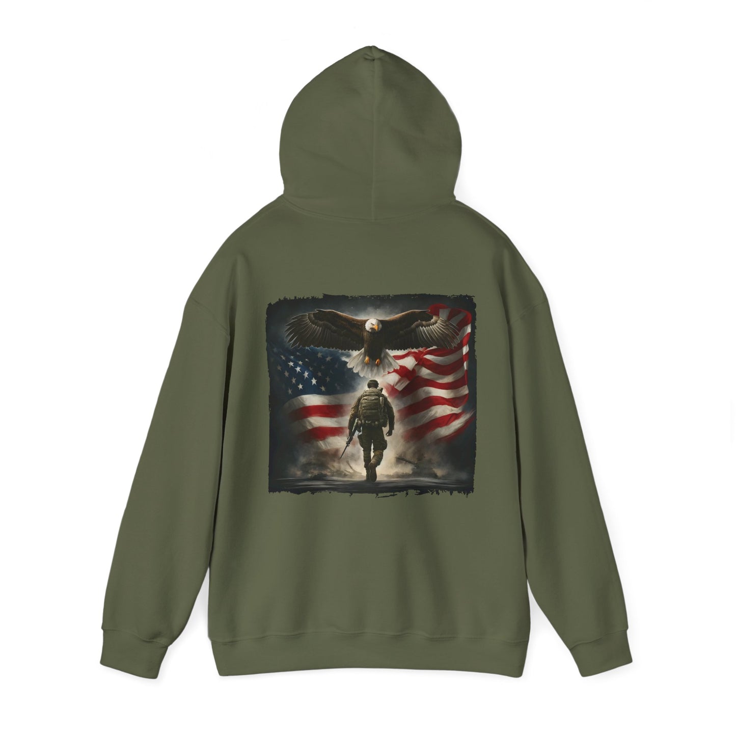 Patriotic Eagle & Soldier Hoodie – Veterans, Military Families, and Americans Patriotic Apparel