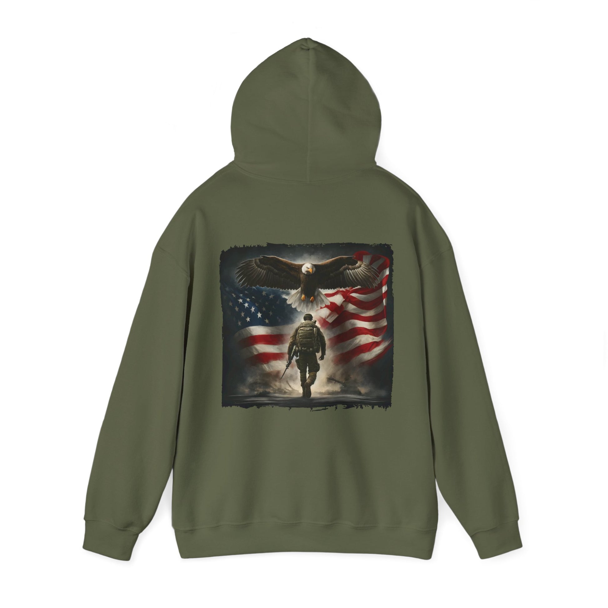 Patriotic Eagle & Soldier Hoodie – Veterans, Military Families, and Americans Patriotic Apparel