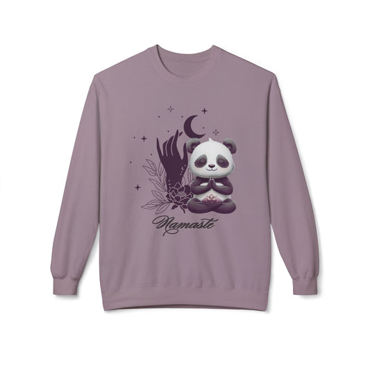 Namaste Panda Lotus Womens Sweatshirt for relax and unwind. Be mindful this new year. Selfcare and selflove. New Years Resolutions. celestial accents