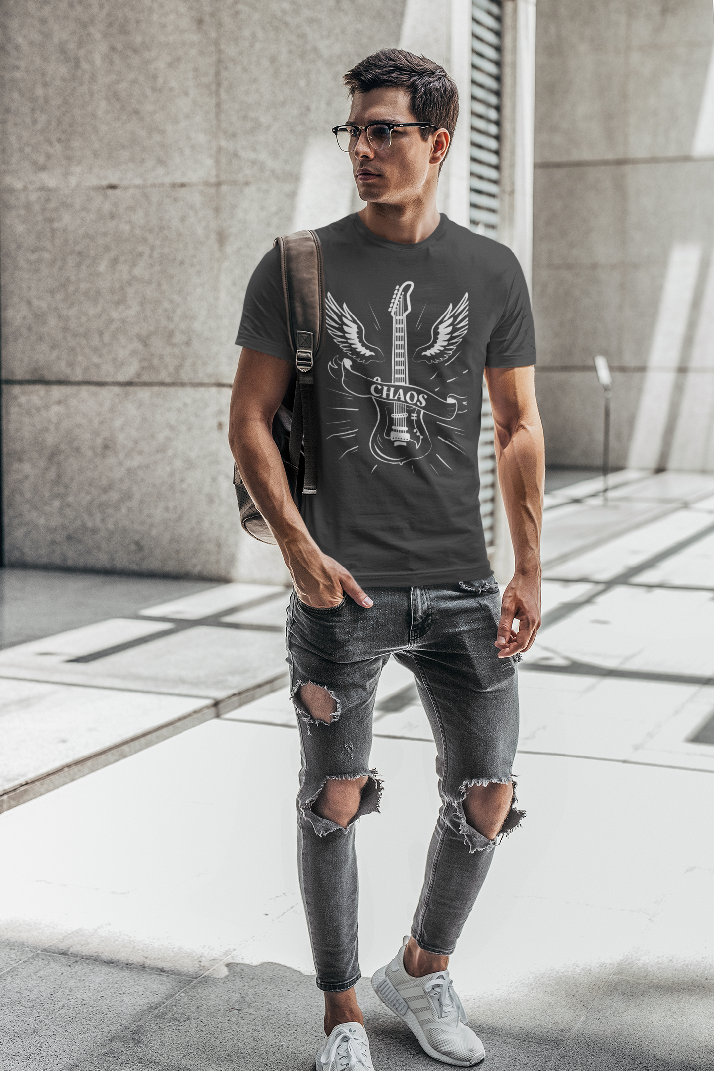 Guitar Chaos Tee - Classic Guitar Wings T-Shirt for Rock Music Lovers, Guitar Chaos T-Shirt - Classic Guitar with Wings - Rock 'n' Roll Fashion, Brand63.com