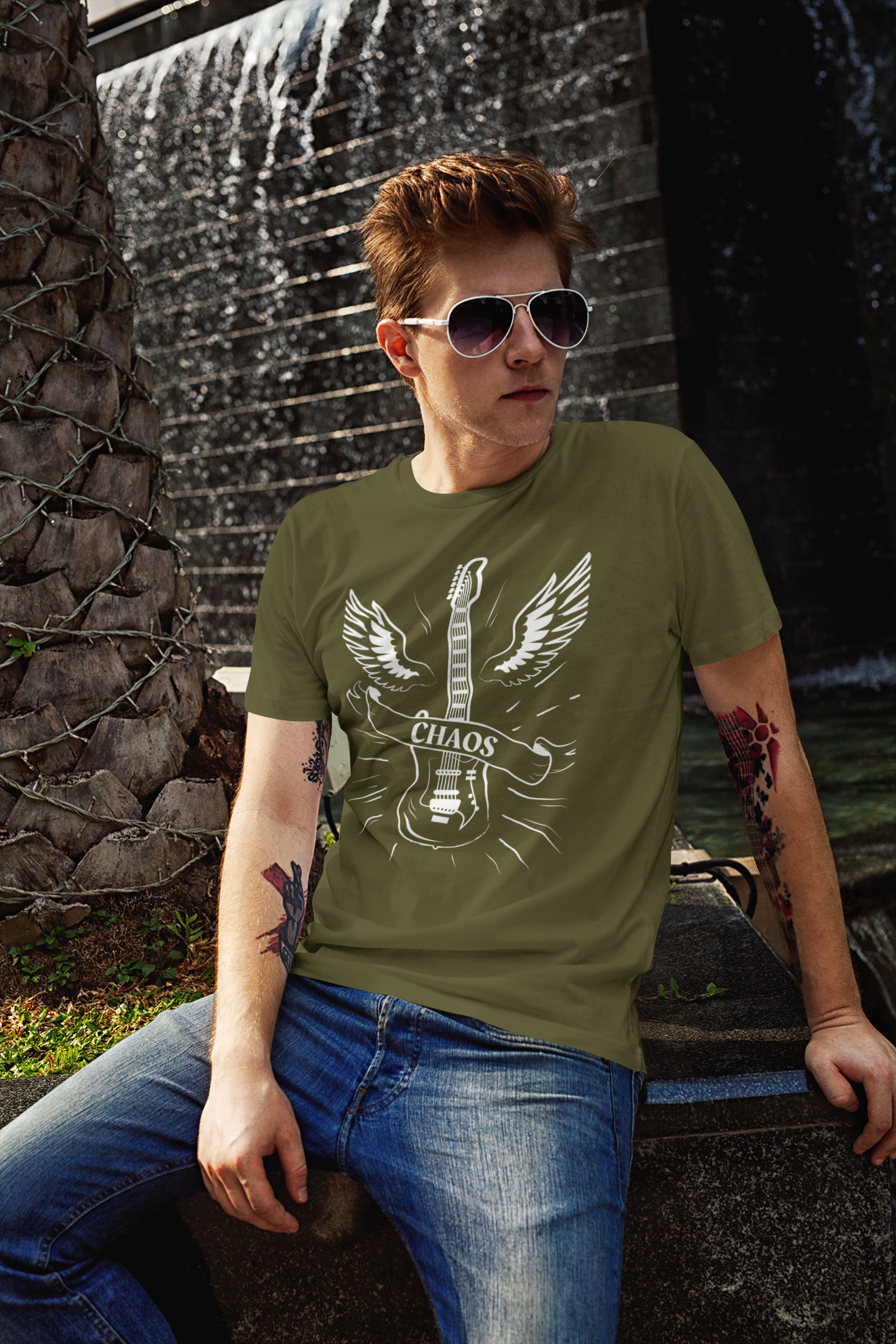 Guitar Chaos Tee - Classic Guitar Wings T-Shirt for Rock Music Lovers, Guitar Chaos T-Shirt - Classic Guitar with Wings - Rock 'n' Roll Fashion, Brand63.com