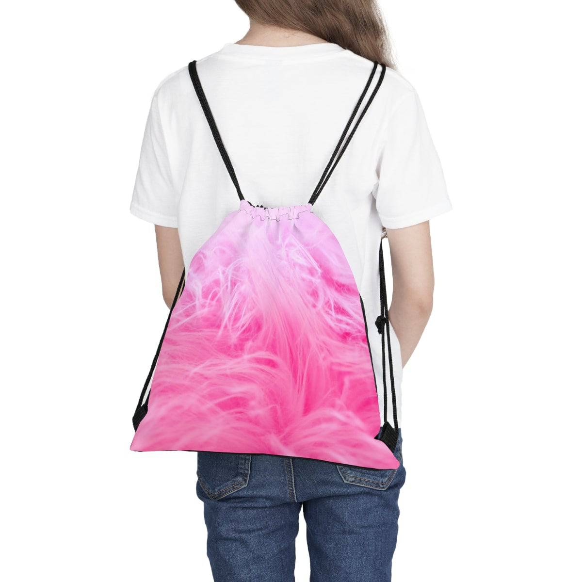 Pinky Feathers Drawstring Bag, Spacious Bag, Practical Backpack, Soft Sturdy Drawstring Backpack, Fun Gift for Birthday Holidays or Back T - Brand63