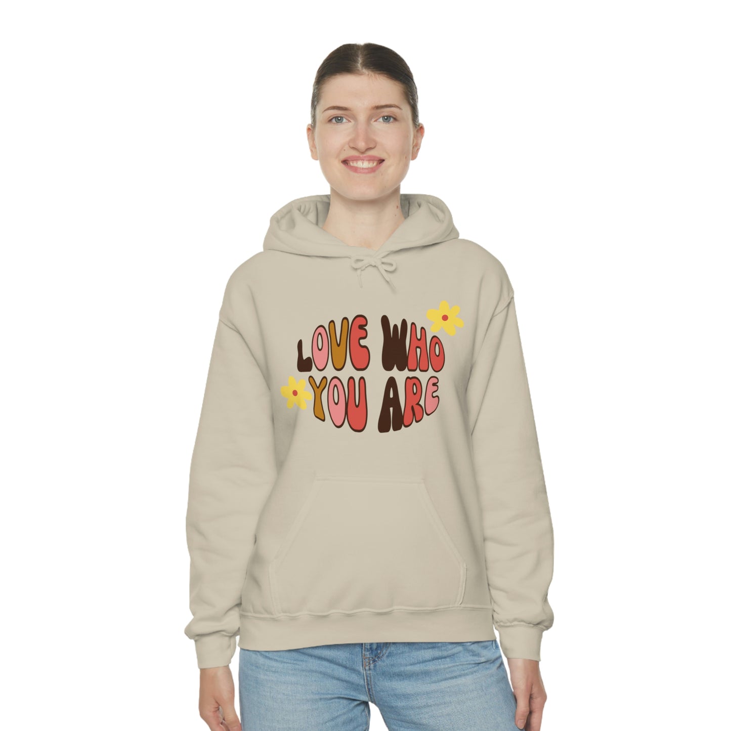 Add a little positive affirmation to your day with our Exclusive "love Who You Are" warm heavy blend hoodie, Brand63.com, Custom Ink, Custom Apparel, Custom Hoodies, Sale Price, Hoodie Sale