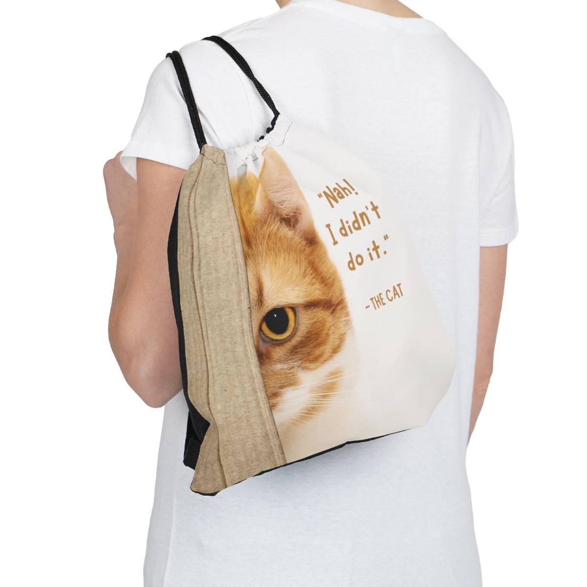 Truthful Cat Drawstring Bag, Spacious Backpack, Soft Sturdy Drawstring Backpack, Fun Gift for Birthday Holidays or Back To School - Brand63