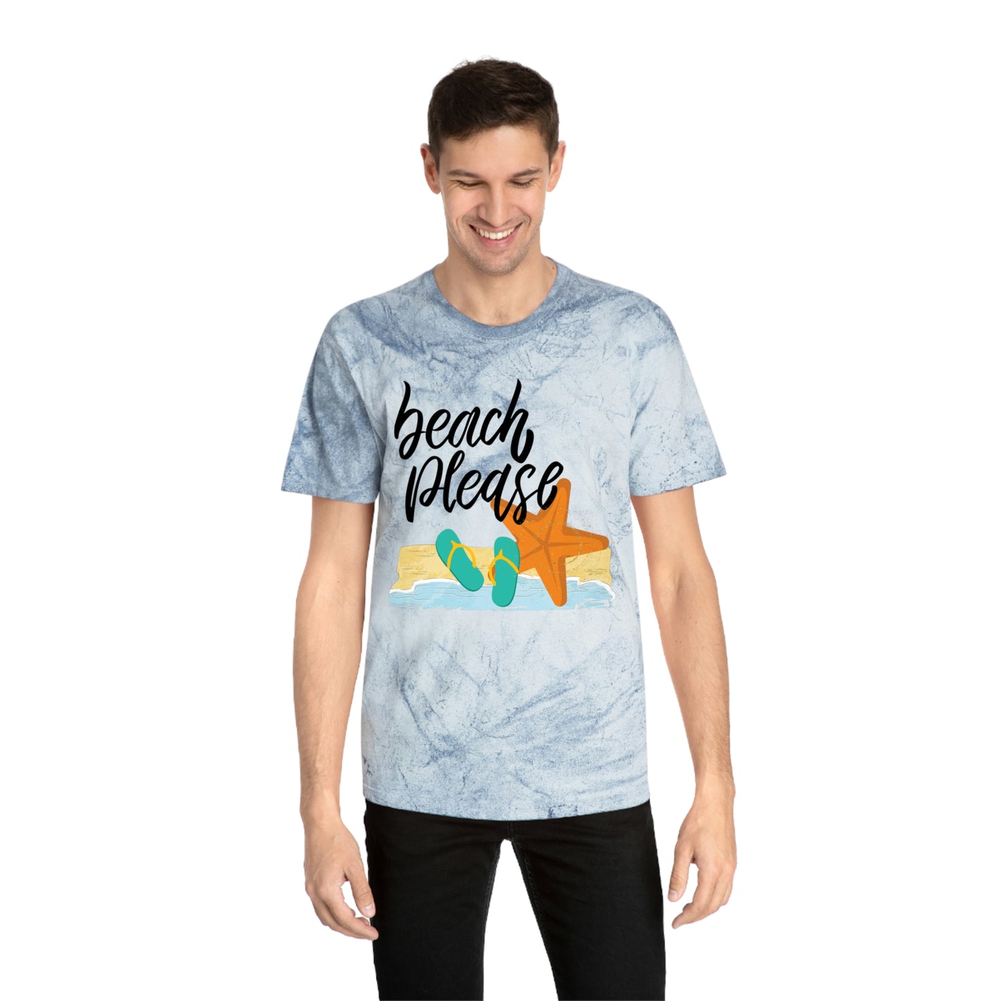 Brand63's Exclusive "Beach Please" Comfort Colors T-shirt has a unique color blast pattern on every shirt. Made 100% with incredibly soft, ring-spun cotton, each tee is soft-washed and garment-dyed. Its relaxed fit makes it the perfect daily choice for any casual occasion. Who's Ready For A Little Sand Between Their Toes? Brand63