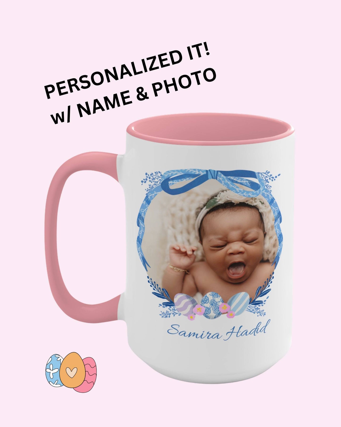 Personalized Photo Easter coffee mug, Name & Picture Personalized gift for Easter, Easter gift for Grandma, Easter basket stuffers, Baby cup - Brand63