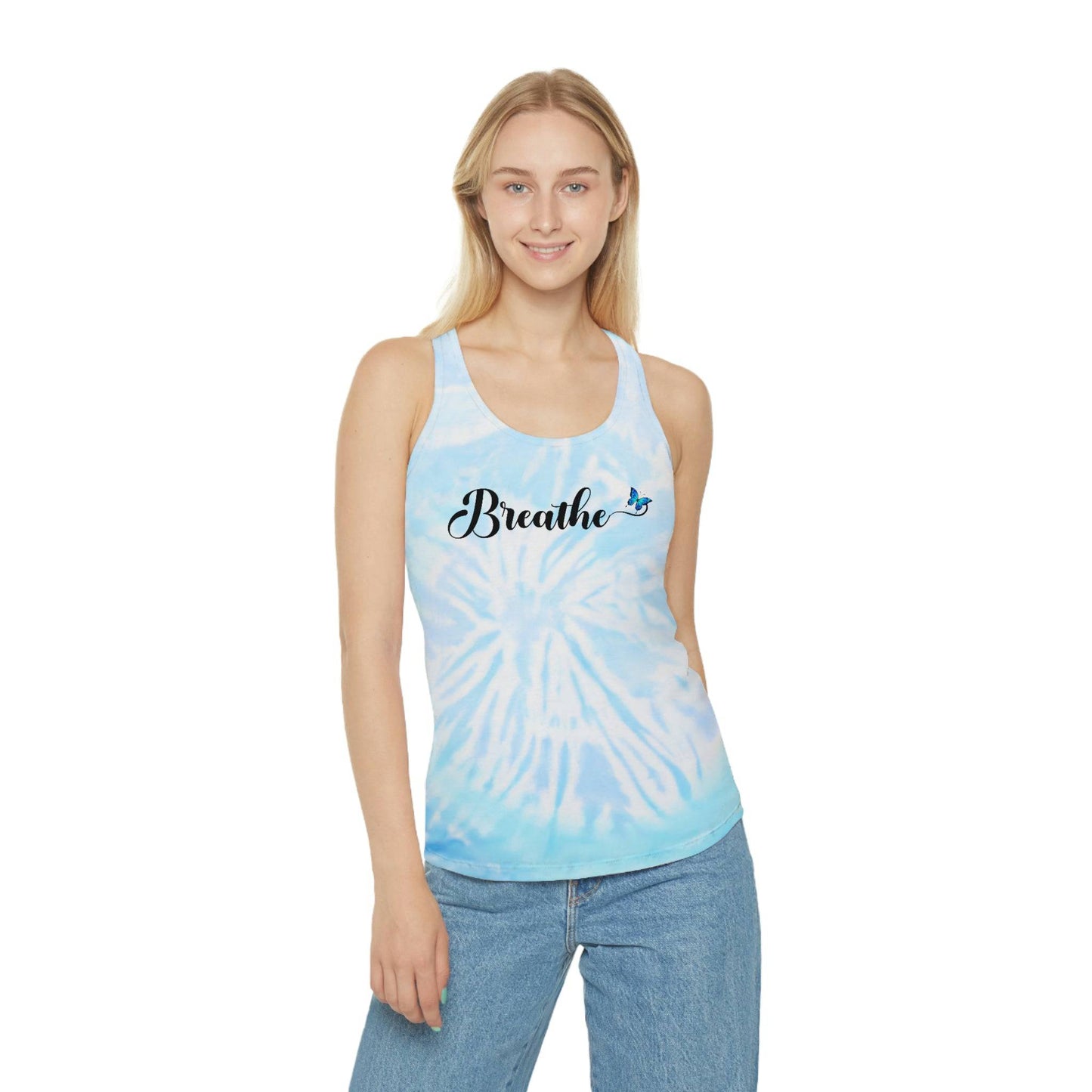 EXCLUSIVE Self-Care "Breathe" Tie Dye Racer-Back Tank Top, Custom Apparel, Custom Ink, Brand63.com, Tie Dye Tops, Women's sweatshirts, Men's sweatshirts, Free Shipping over $100, Save Money, Discount Clothes