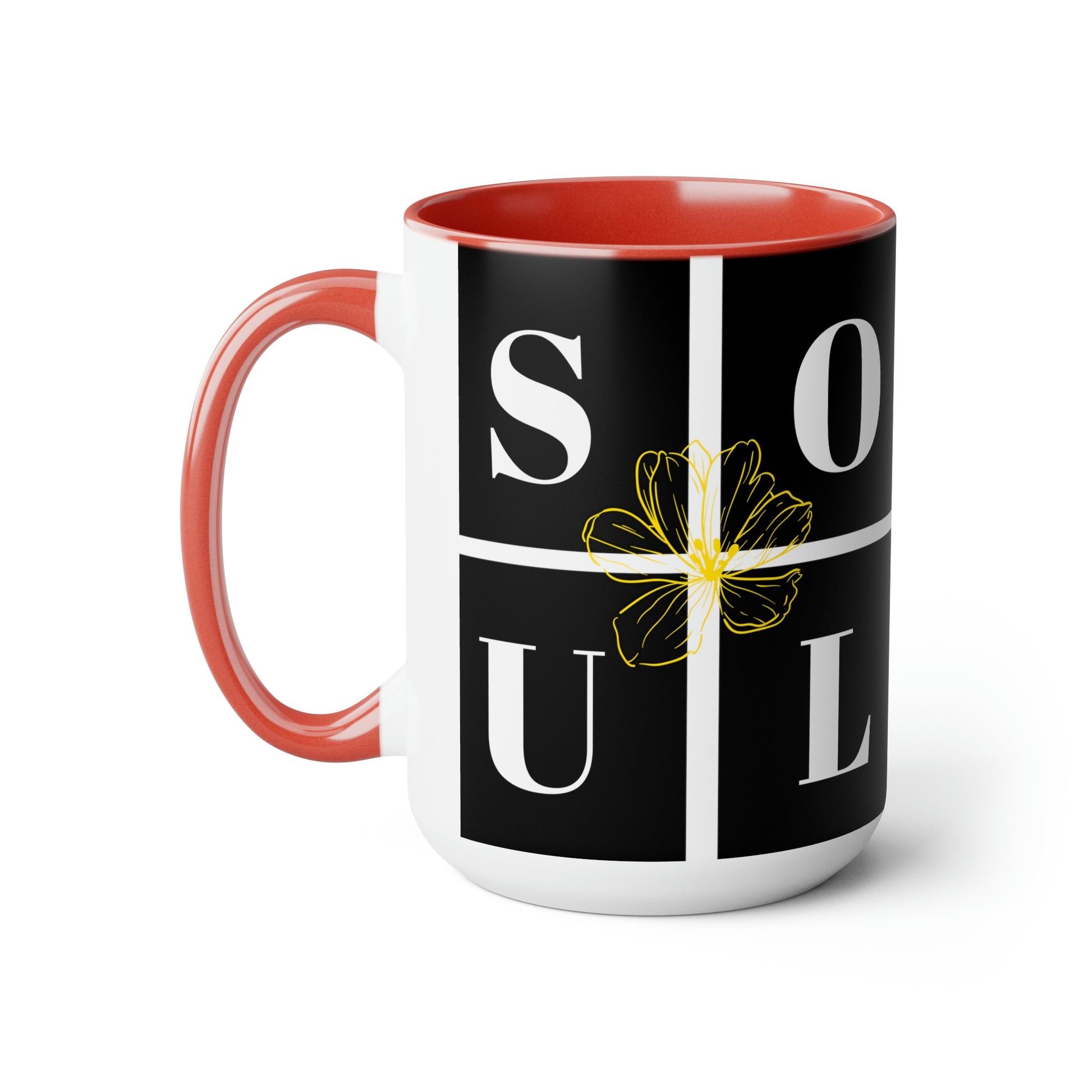 Exclusive "Soul-Mate" two-tone coffee mugs!    Each Brand63 Exclusive Soul-Mate mug comes with a colored handle, a colored interior, and a classy, glossy finish that makes your mug look perfect on your coffee bar and while sipping your favorite tea or coffee.