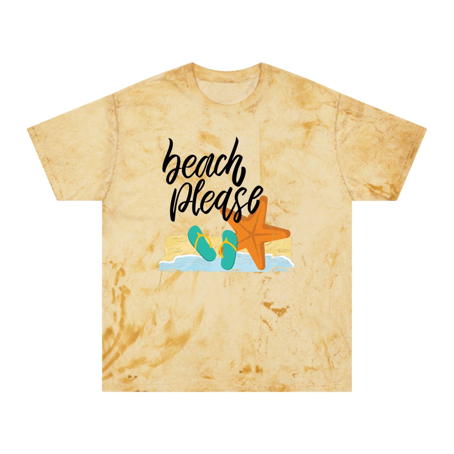 Brand63's Exclusive "Beach Please" Comfort Colors T-shirt has a unique color blast pattern on every shirt. Made 100% with incredibly soft, ring-spun cotton, each tee is soft-washed and garment-dyed. Its relaxed fit makes it the perfect daily choice for any casual occasion. Who's Ready For A Little Sand Between Their Toes? Brand63