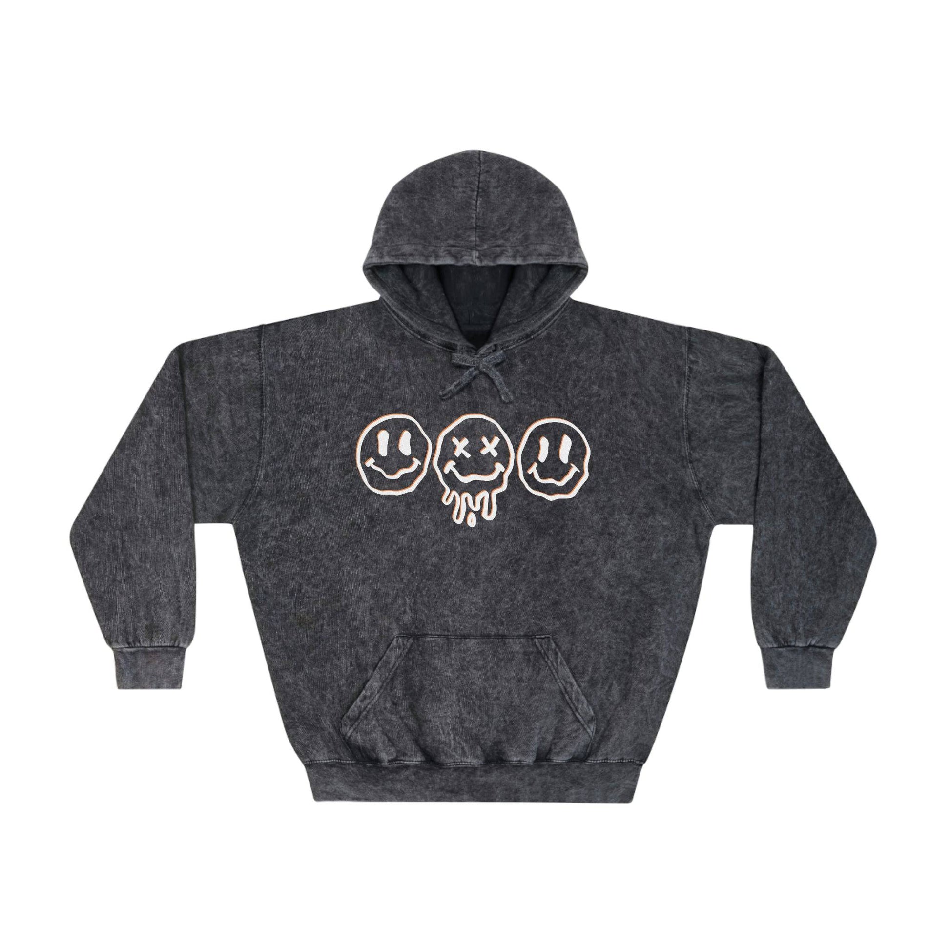 Melting Smiley-Face Emjoi's Mineral Wash Hoodie (Exclusive to Brand63) - Brand63