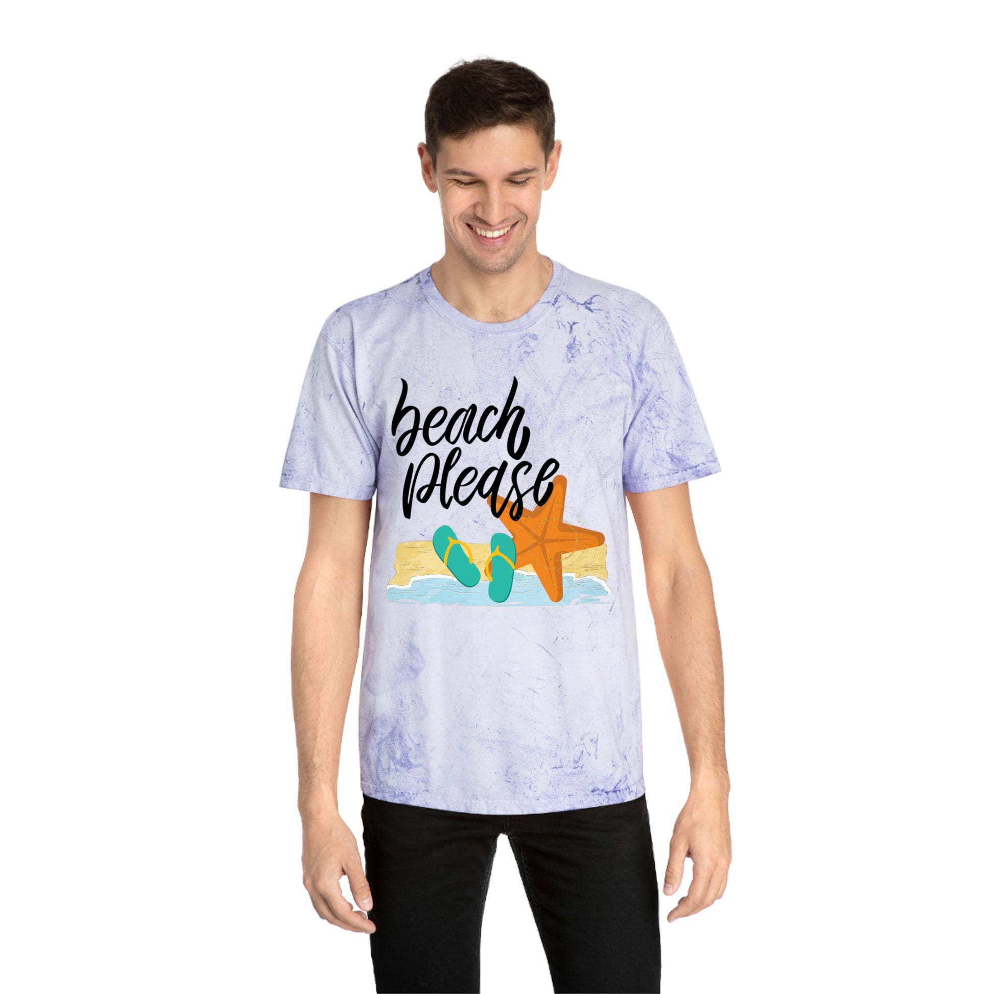 Brand63's Exclusive "Beach Please" Comfort Colors T-shirt has a unique color blast pattern on every shirt. Made 100% with incredibly soft, ring-spun cotton, each tee is soft-washed and garment-dyed. Its relaxed fit makes it the perfect daily choice for any casual occasion. Who's Ready For A Little Sand Between Their Toes? Brand63