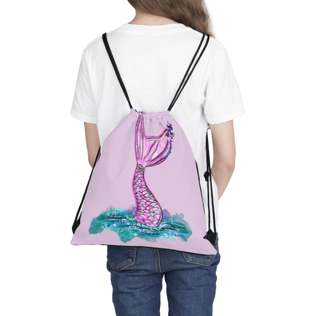 Mermaid Drawstring Bag, Spacious Bag, Practical Backpack, Soft Sturdy Drawstring Backpack, Fun Gift for Birthday Holidays or Back To School - Brand63