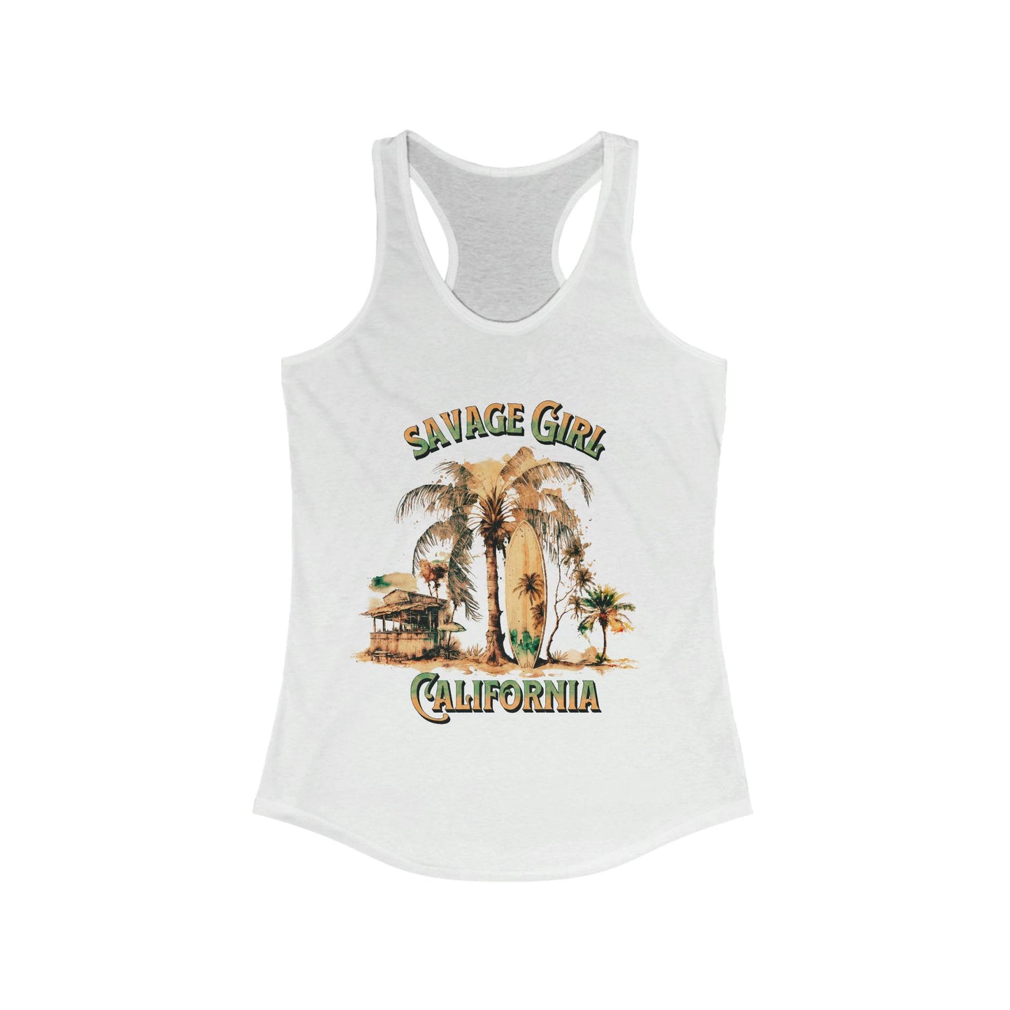 California Savage Girl, RacerBack Tank Top, Brand63, Custom Apparel, Customink, Beach Tshirt, Pool Tshirt, Summer Tshirt, Savage, California Apparel