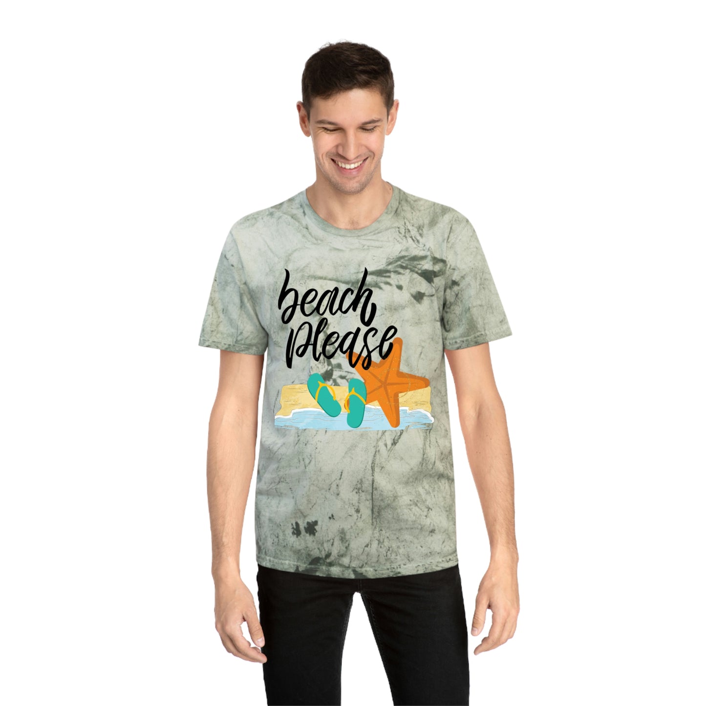 Brand63's Exclusive "Beach Please" Comfort Colors T-shirt has a unique color blast pattern on every shirt. Made 100% with incredibly soft, ring-spun cotton, each tee is soft-washed and garment-dyed. Its relaxed fit makes it the perfect daily choice for any casual occasion. Who's Ready For A Little Sand Between Their Toes? Brand63