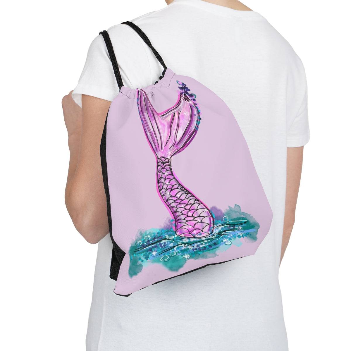 Mermaid Drawstring Bag, Spacious Bag, Practical Backpack, Soft Sturdy Drawstring Backpack, Fun Gift for Birthday Holidays or Back To School - Brand63