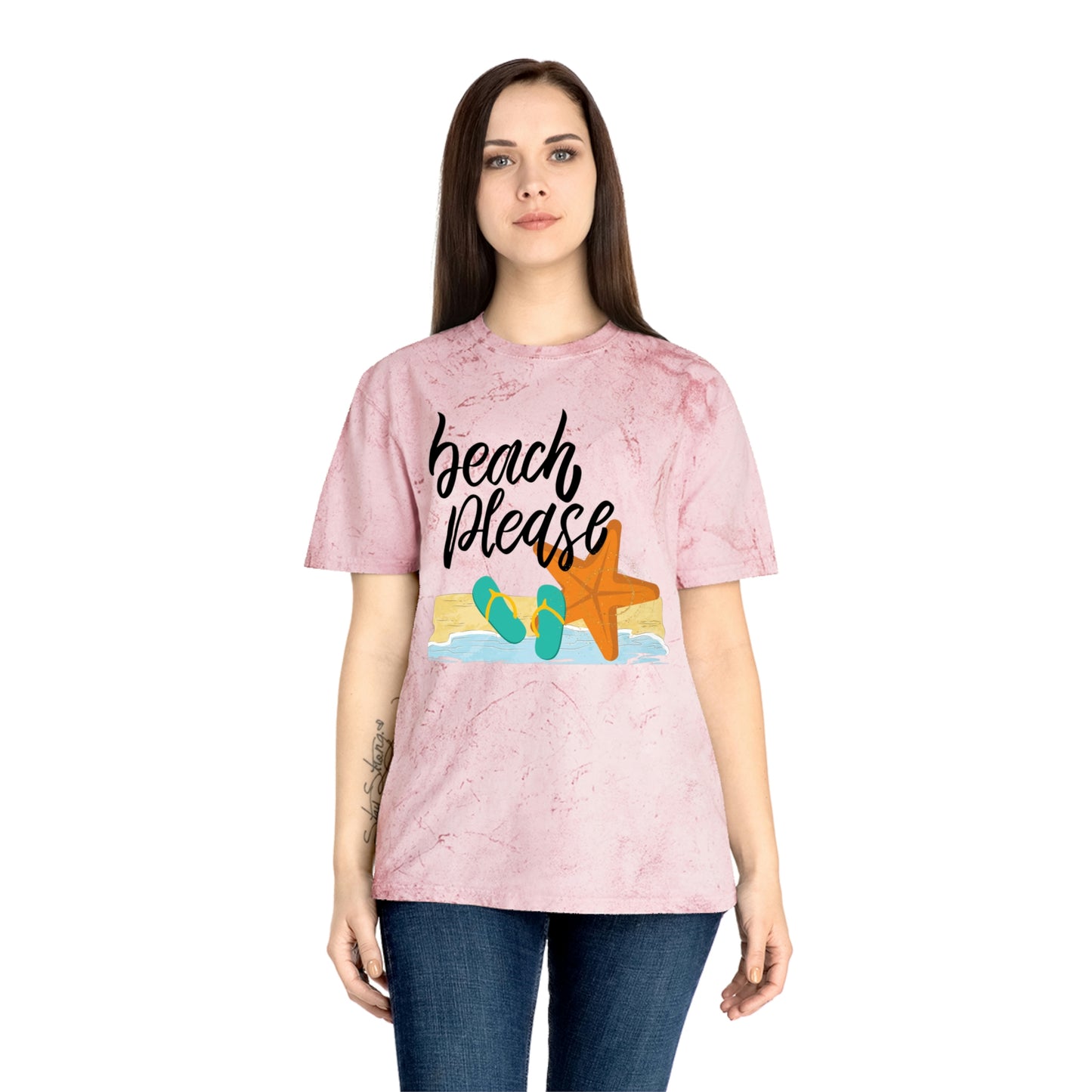 Brand63's Exclusive "Beach Please" Comfort Colors T-shirt has a unique color blast pattern on every shirt. Made 100% with incredibly soft, ring-spun cotton, each tee is soft-washed and garment-dyed. Its relaxed fit makes it the perfect daily choice for any casual occasion. Who's Ready For A Little Sand Between Their Toes? Brand63