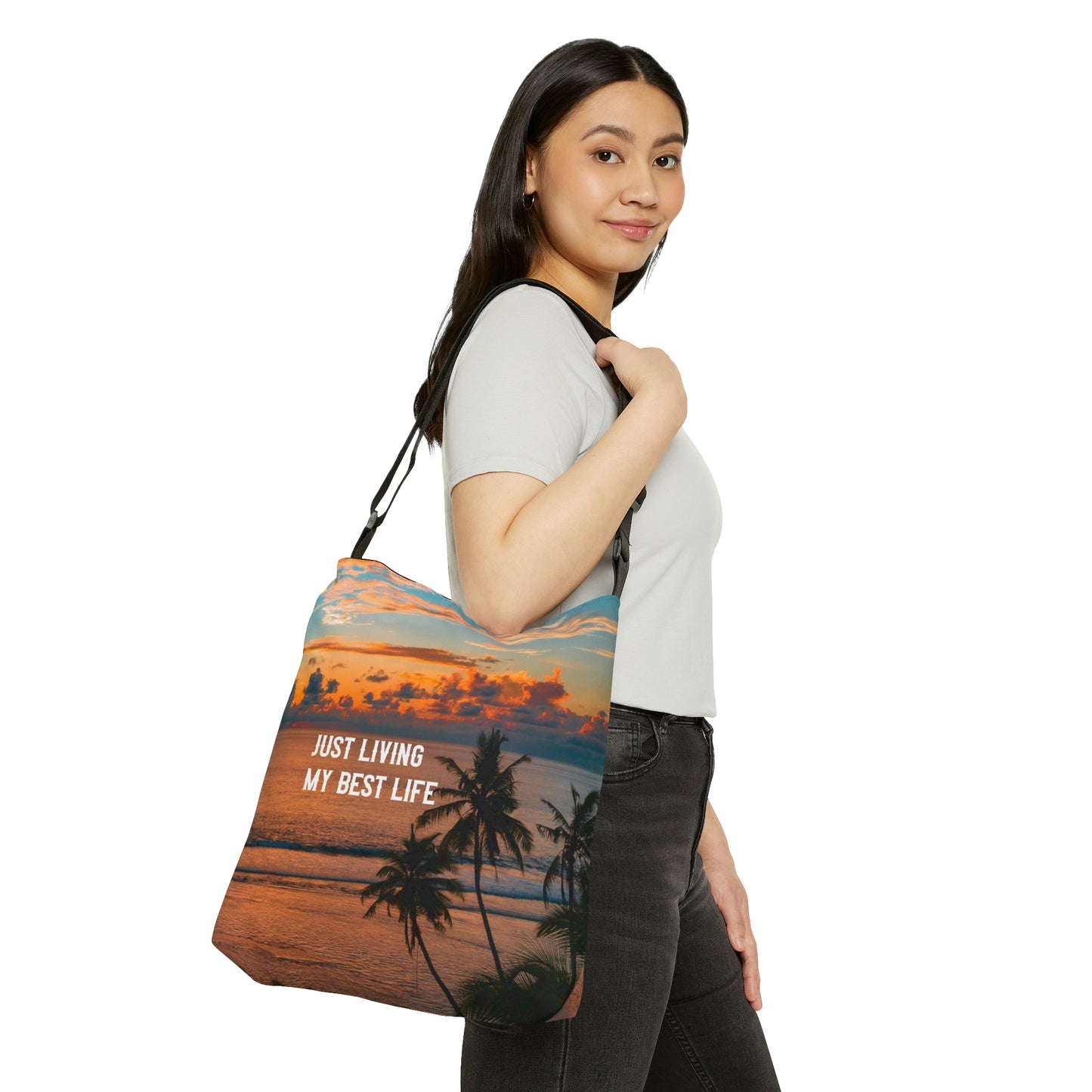 Living My Best Life Tote | Messenger Bag, Cross Body Bag, Beach Tote, Pool Tote, Brand63, Summer Sale, Free Shipping