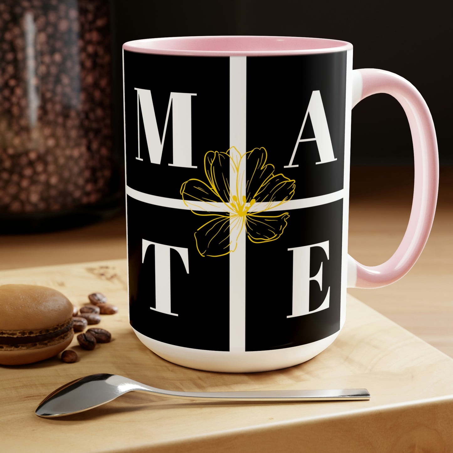 Exclusive "Soul-Mate" two-tone coffee mugs!    Each Brand63 Exclusive Soul-Mate mug comes with a colored handle, a colored interior, and a classy, glossy finish that makes your mug look perfect on your coffee bar and while sipping your favorite tea or coffee.