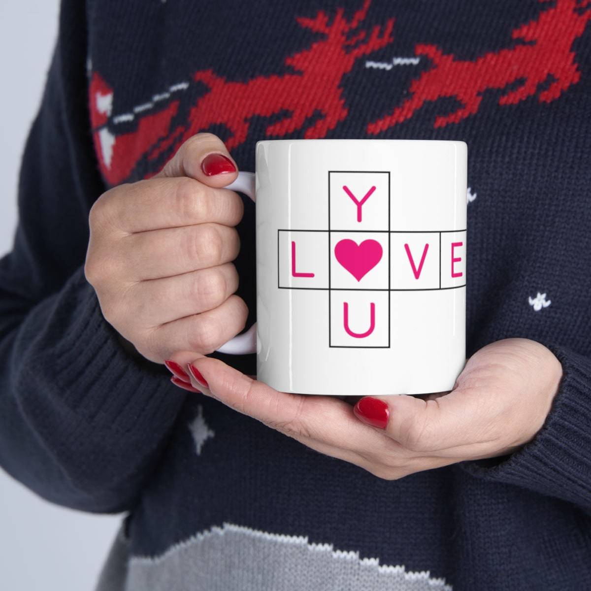 SALE Ceramic Mug - LOVE Crossword Puzzle Mug, coffee, coffee lover, wedding gift, Christmas Gift, Holiday Gift, Birthday gift, Tea Mug - Brand63