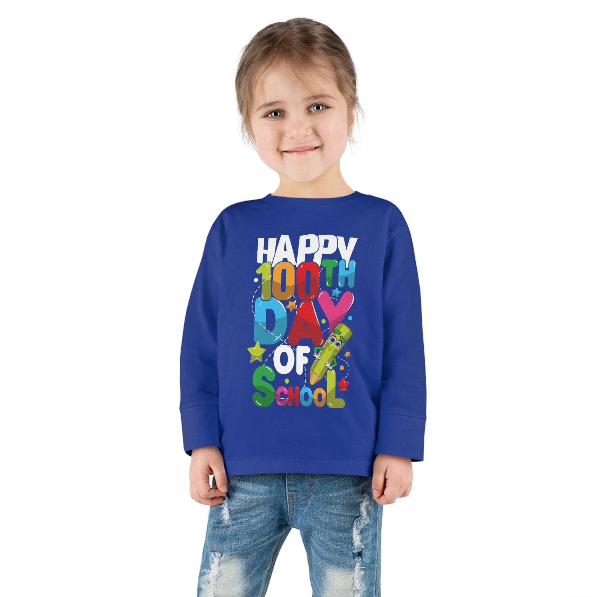 100th Day Of School, Toddler Long Sleeve Tee - Brand63