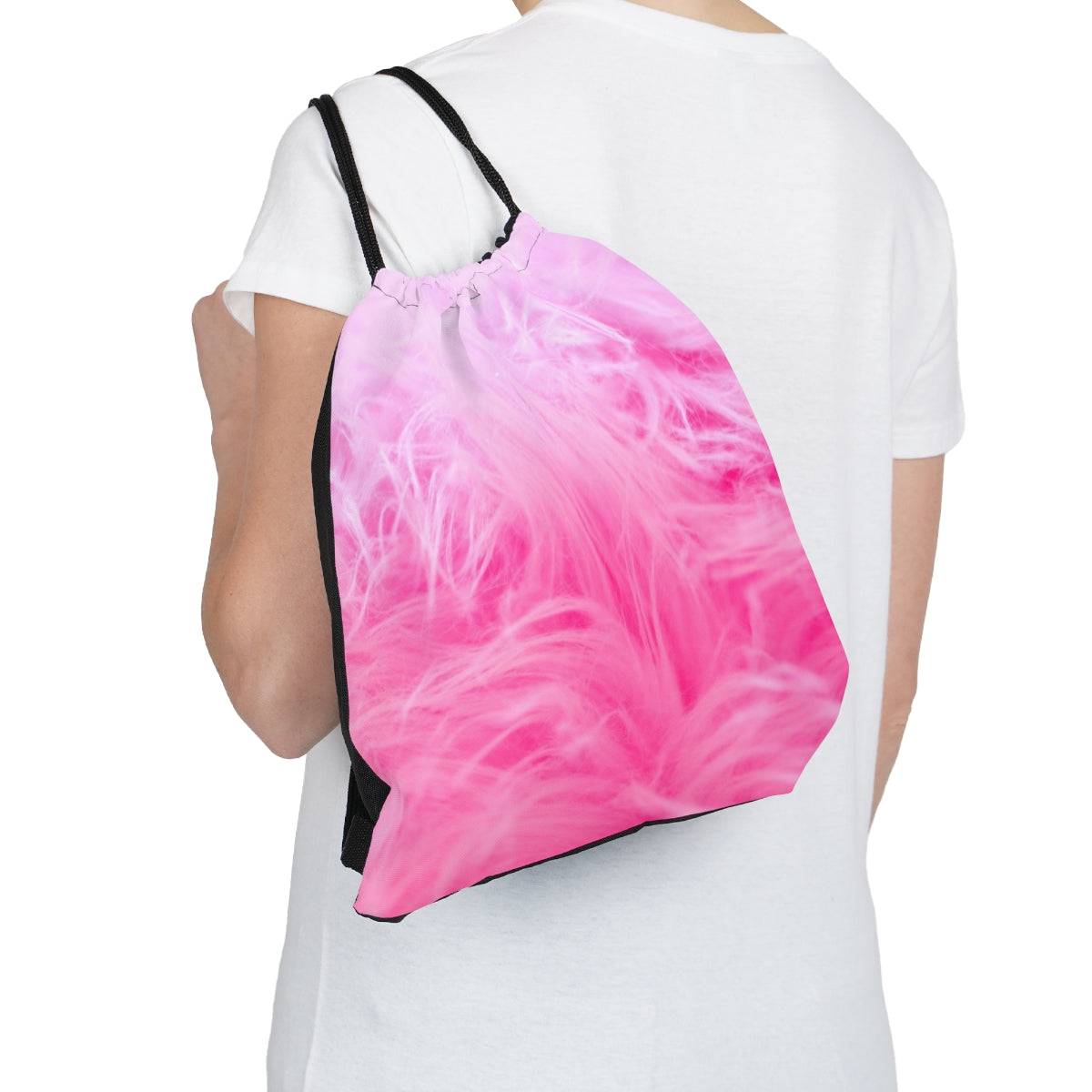 Pinky Feathers Drawstring Bag, Spacious Bag, Practical Backpack, Soft Sturdy Drawstring Backpack, Fun Gift for Birthday Holidays or Back T - Brand63