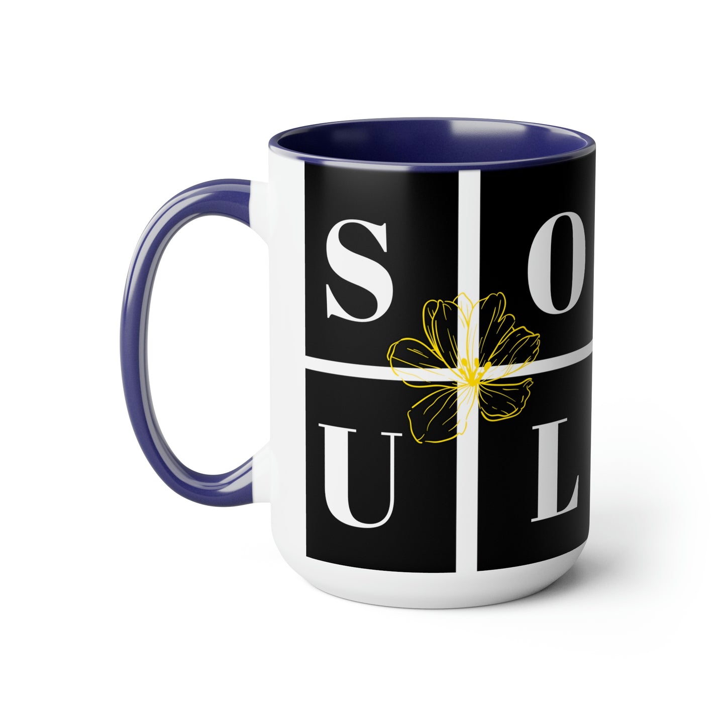 Exclusive "Soul-Mate" two-tone coffee mugs!    Each Brand63 Exclusive Soul-Mate mug comes with a colored handle, a colored interior, and a classy, glossy finish that makes your mug look perfect on your coffee bar and while sipping your favorite tea or coffee.