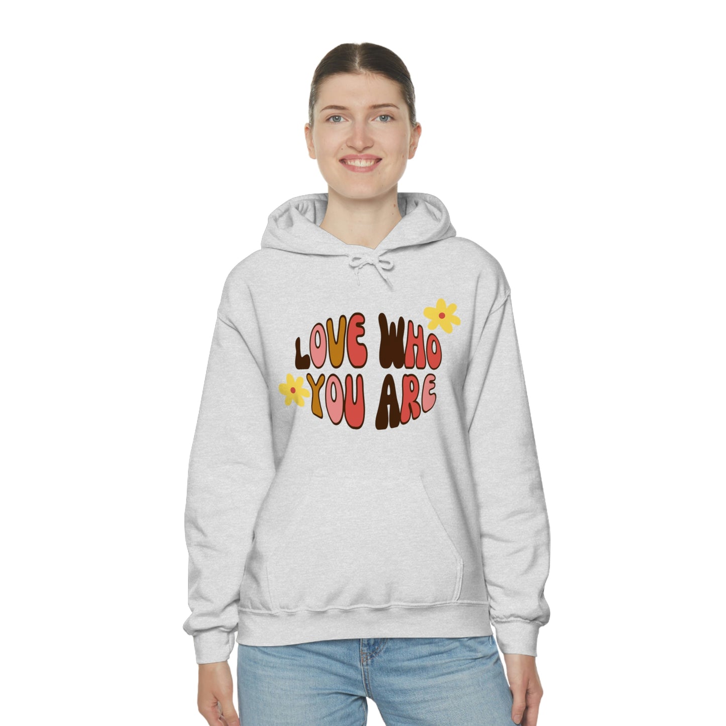 Add a little positive affirmation to your day with our Exclusive "love Who You Are" warm heavy blend hoodie, Brand63.com, Custom Ink, Custom Apparel, Custom Hoodies, Sale Price, Hoodie Sale