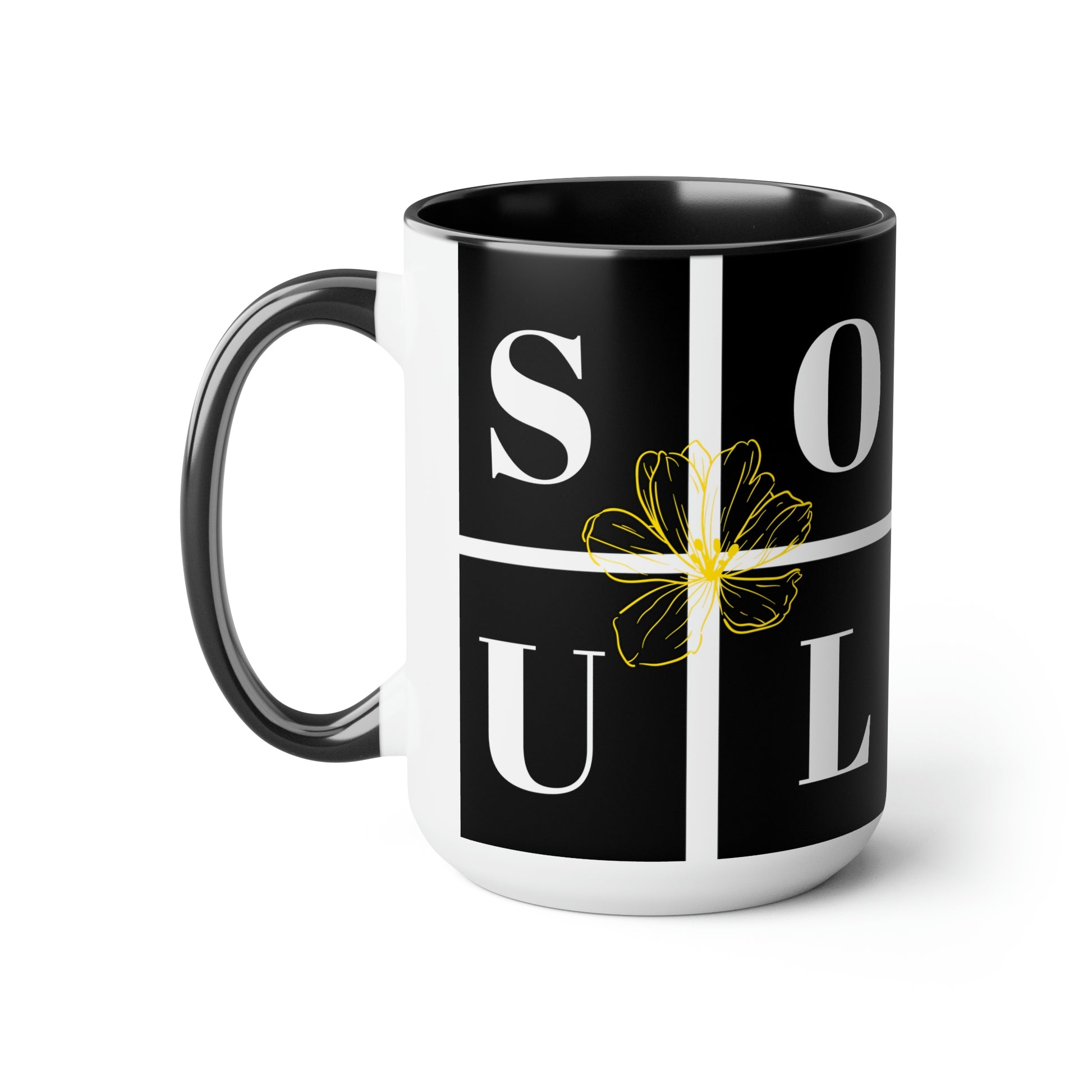 Exclusive "Soul-Mate" two-tone coffee mugs!    Each Brand63 Exclusive Soul-Mate mug comes with a colored handle, a colored interior, and a classy, glossy finish that makes your mug look perfect on your coffee bar and while sipping your favorite tea or coffee.