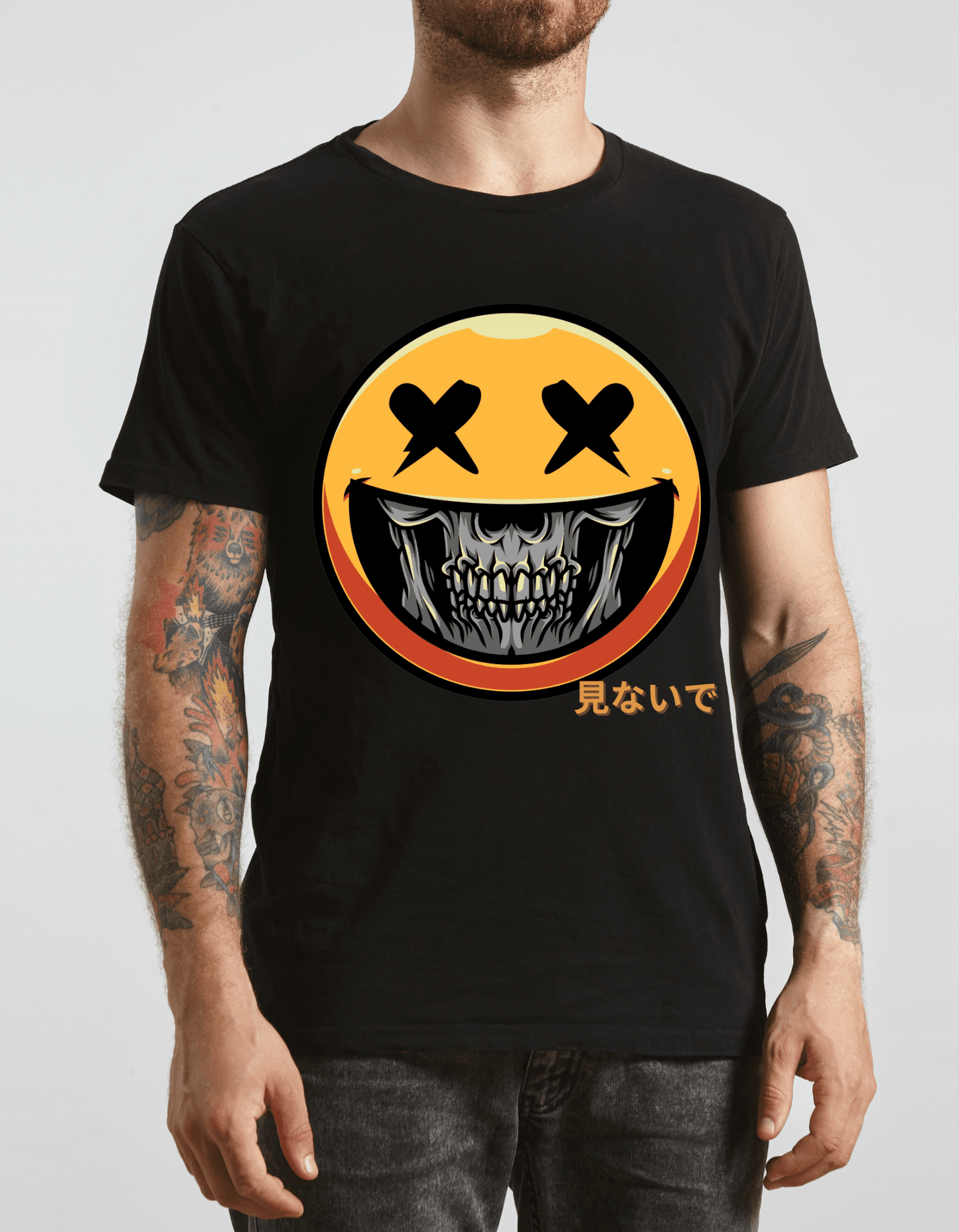 Don't Look Skeleton Emoji T-Shirt, 2023 Graphic-Shirt With Japanese Writing - Brand63