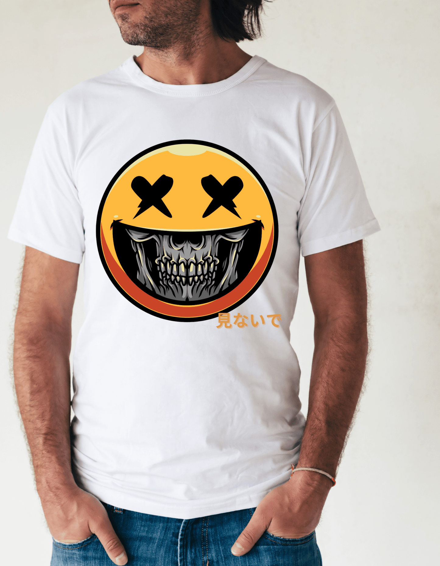 Don't Look Skeleton Emoji T-Shirt, 2023 Graphic-Shirt With Japanese Writing - Brand63