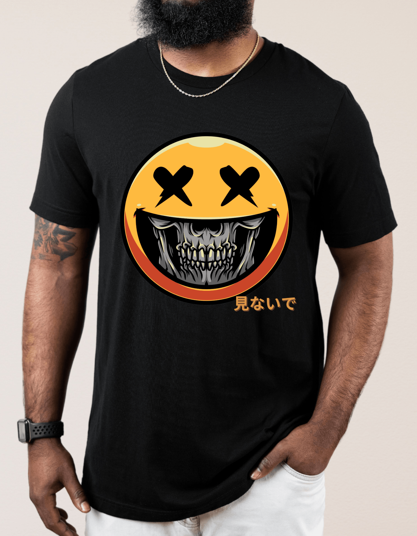 Don't Look Skeleton Emoji T-Shirt, 2023 Graphic-Shirt With Japanese Writing - Brand63