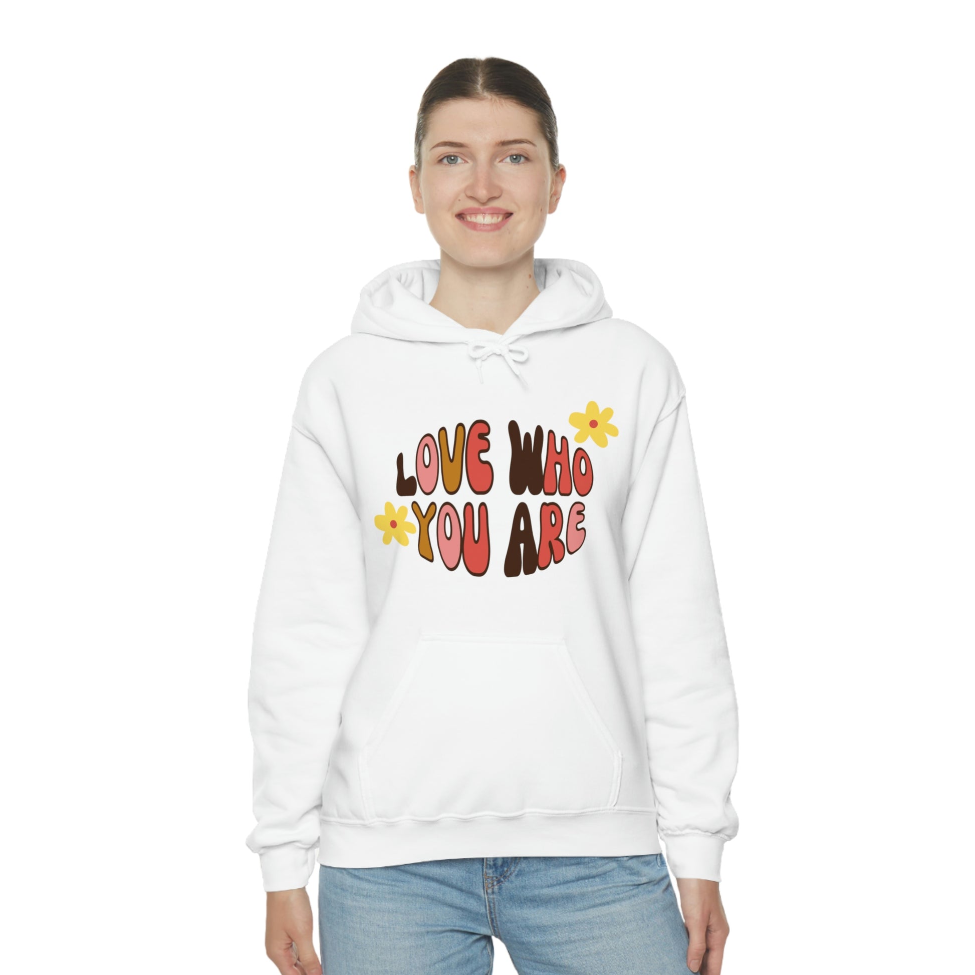 Add a little positive affirmation to your day with our Exclusive "love Who You Are" warm heavy blend hoodie, Brand63.com, Custom Ink, Custom Apparel, Custom Hoodies, Sale Price, Hoodie Sale