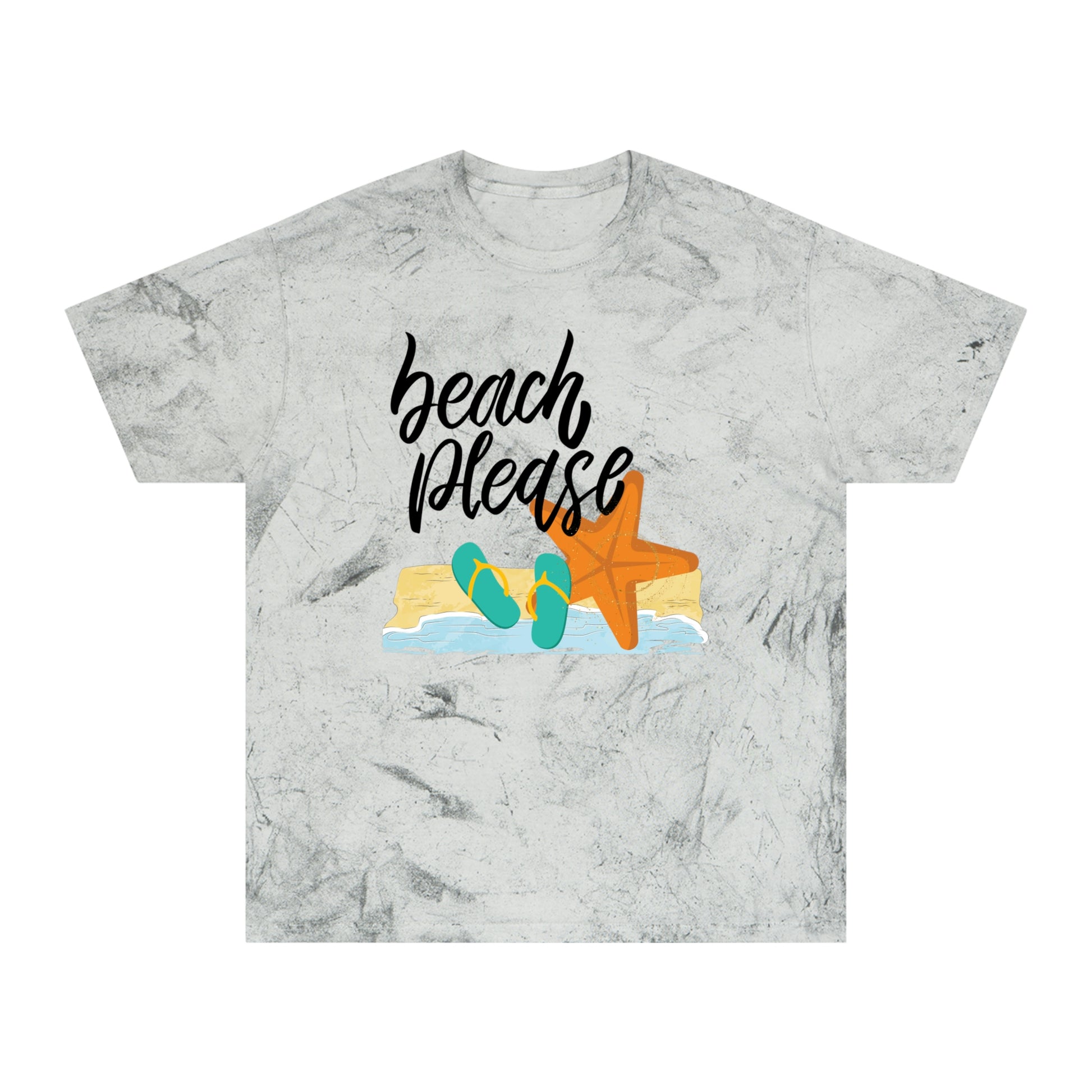 Brand63's Exclusive "Beach Please" Comfort Colors T-shirt has a unique color blast pattern on every shirt. Made 100% with incredibly soft, ring-spun cotton, each tee is soft-washed and garment-dyed. Its relaxed fit makes it the perfect daily choice for any casual occasion. Who's Ready For A Little Sand Between Their Toes? Brand63