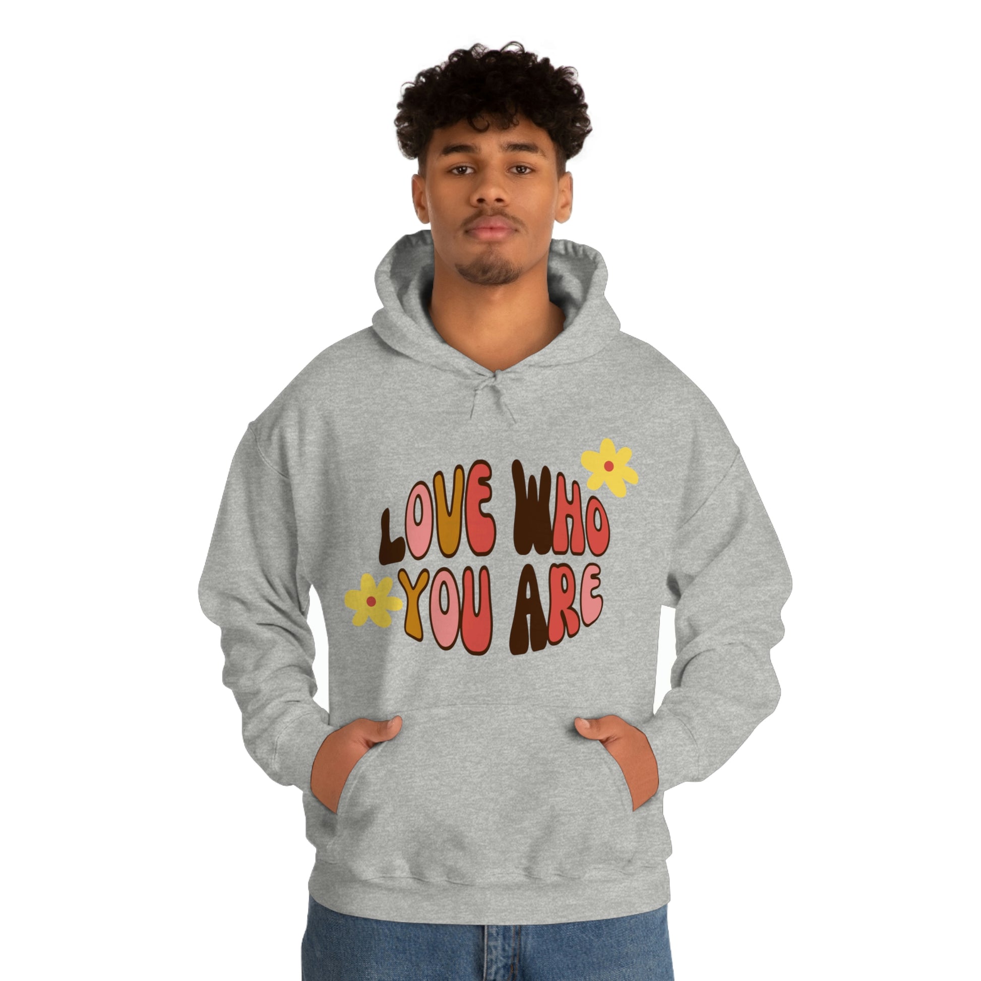 Add a little positive affirmation to your day with our Exclusive "love Who You Are" warm heavy blend hoodie, Brand63.com, Custom Ink, Custom Apparel, Custom Hoodies, Sale Price, Hoodie Sale