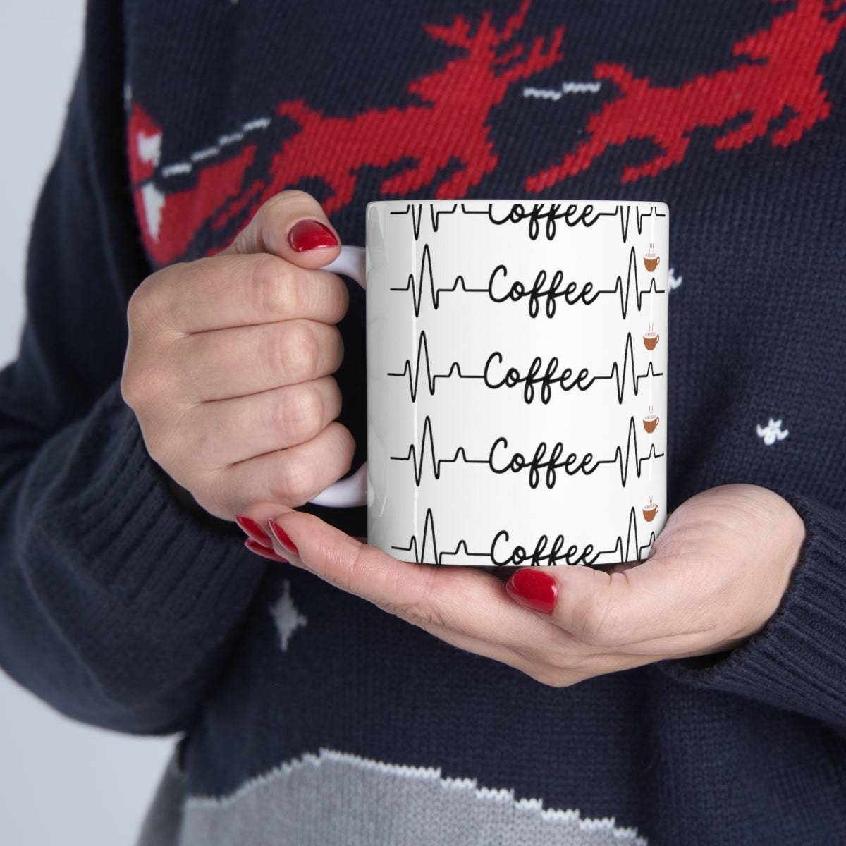 SALE Ceramic Mug - Coffee Heartbeat Mug, coffee lover, drinking cup, wedding gift, Christmas Gift, Holiday Gift, Birthday gift, Tea Mug - Brand63