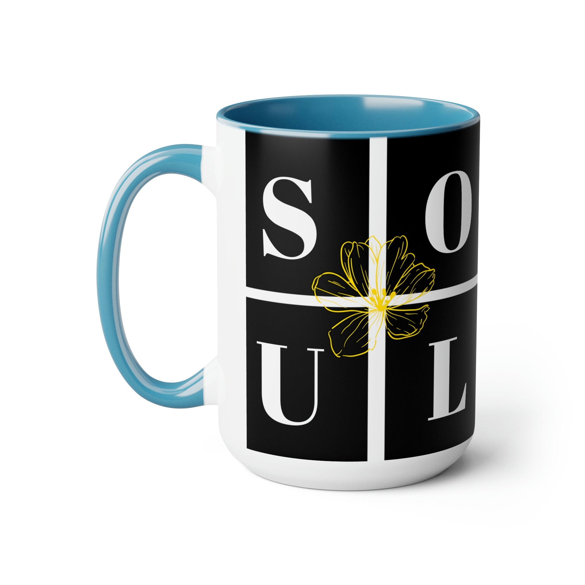 Exclusive "Soul-Mate" two-tone coffee mugs!    Each Brand63 Exclusive Soul-Mate mug comes with a colored handle, a colored interior, and a classy, glossy finish that makes your mug look perfect on your coffee bar and while sipping your favorite tea or coffee.