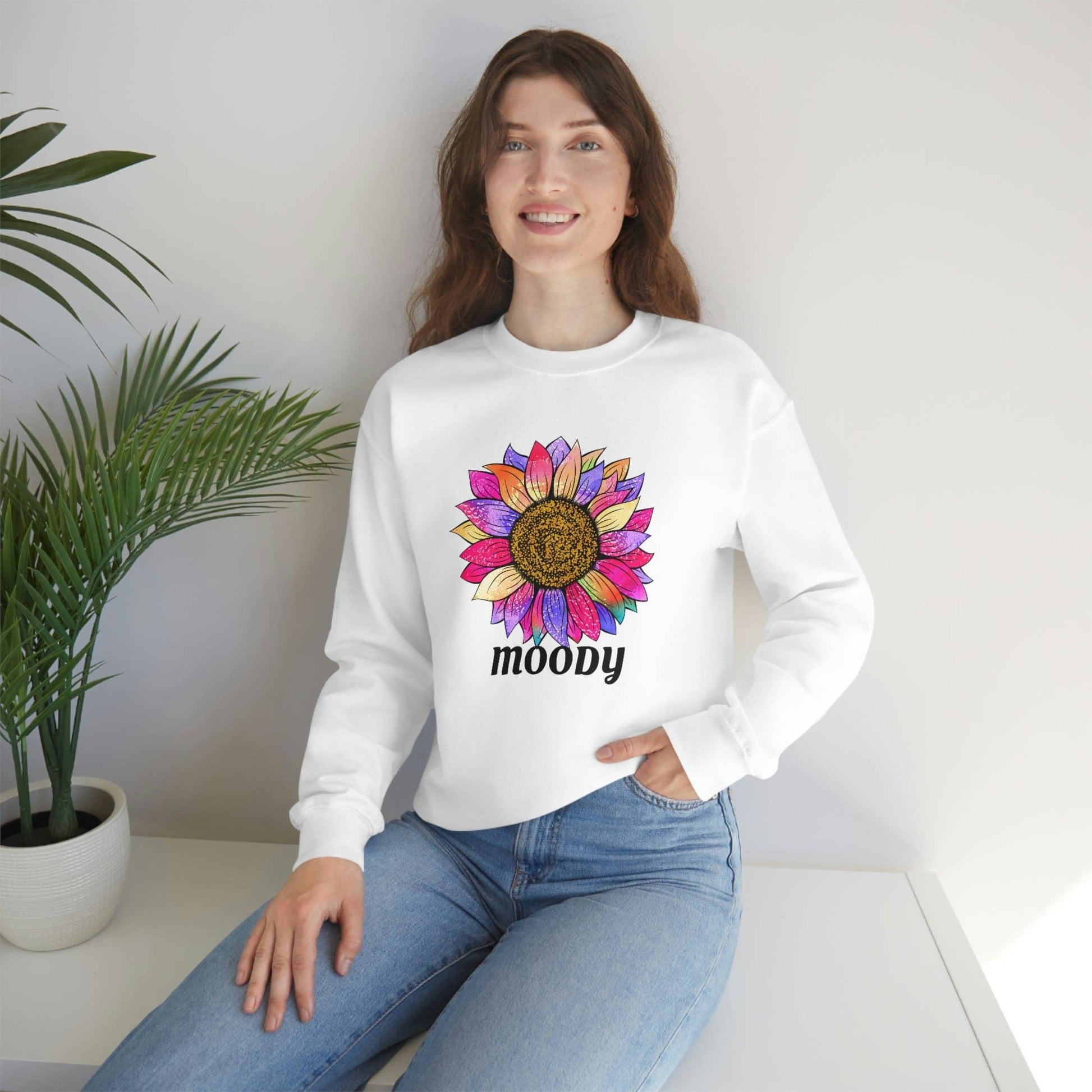 MOODY Colorful Flower Sweatshirt for Women - Just a Mood Sweatshirt - Brand63