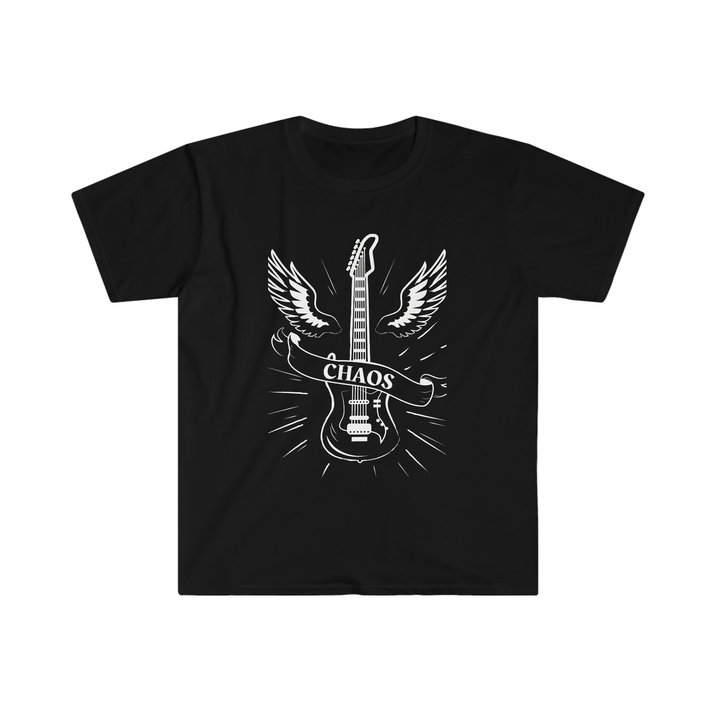 Guitar Chaos Tee - Classic Guitar Wings T-Shirt for Rock Music Lovers, Guitar Chaos T-Shirt - Classic Guitar with Wings - Rock 'n' Roll Fashion, Brand63.com