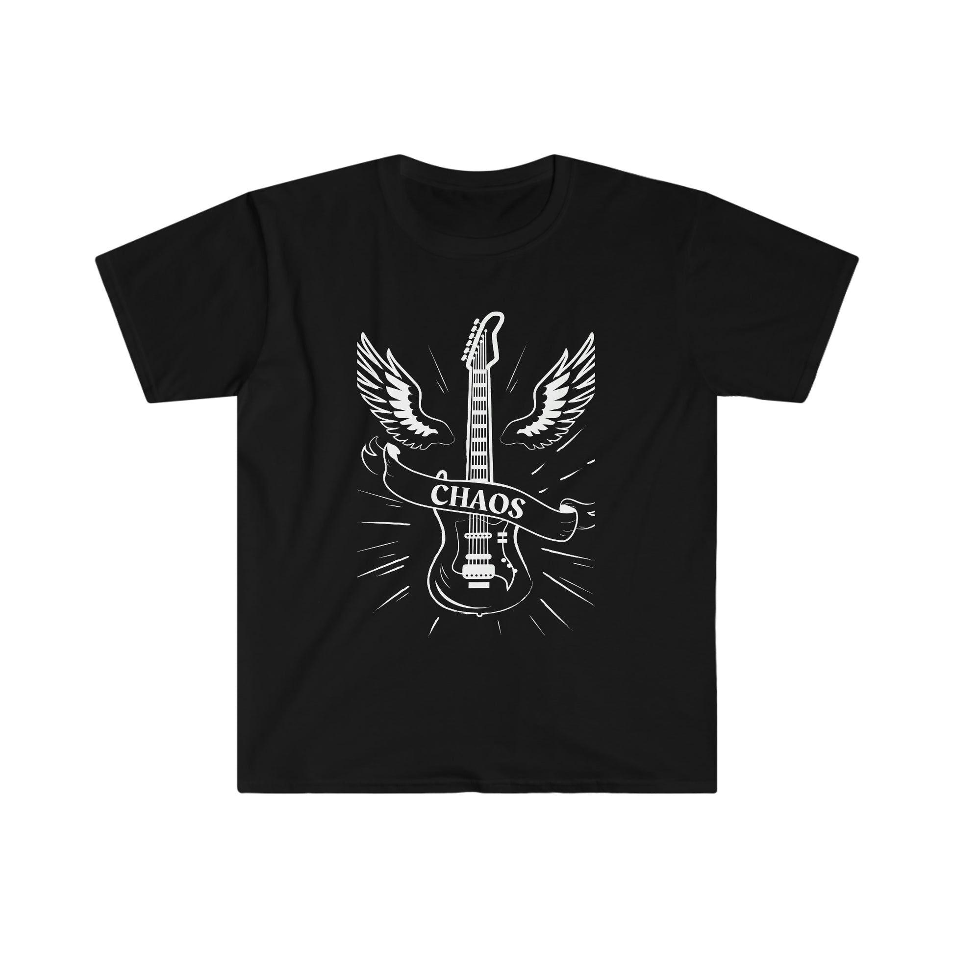 Guitar Chaos Tee - Classic Guitar Wings T-Shirt for Rock Music Lovers, Guitar Chaos T-Shirt - Classic Guitar with Wings - Rock 'n' Roll Fashion, Brand63.com