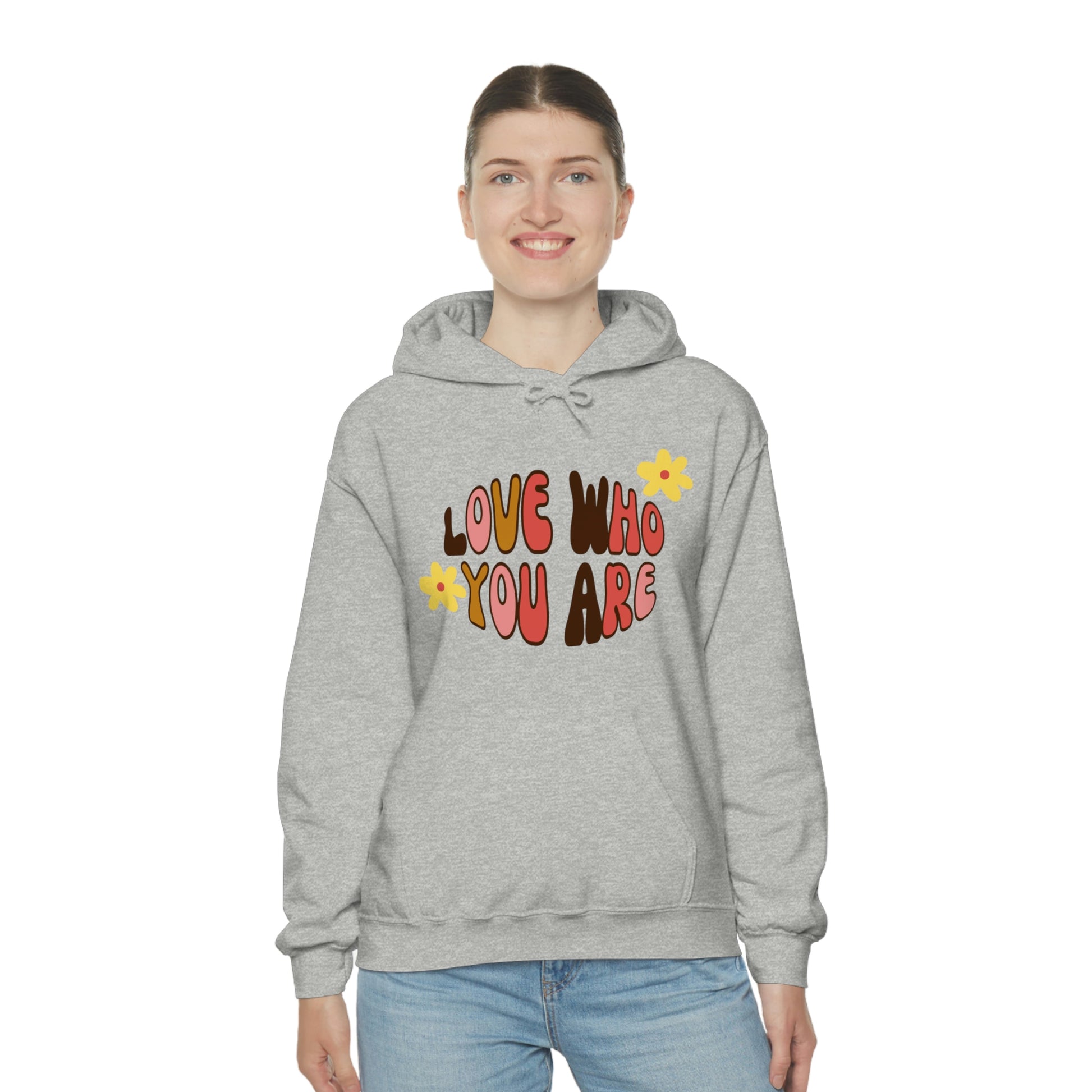 Add a little positive affirmation to your day with our Exclusive "love Who You Are" warm heavy blend hoodie, Brand63.com, Custom Ink, Custom Apparel, Custom Hoodies, Sale Price, Hoodie Sale